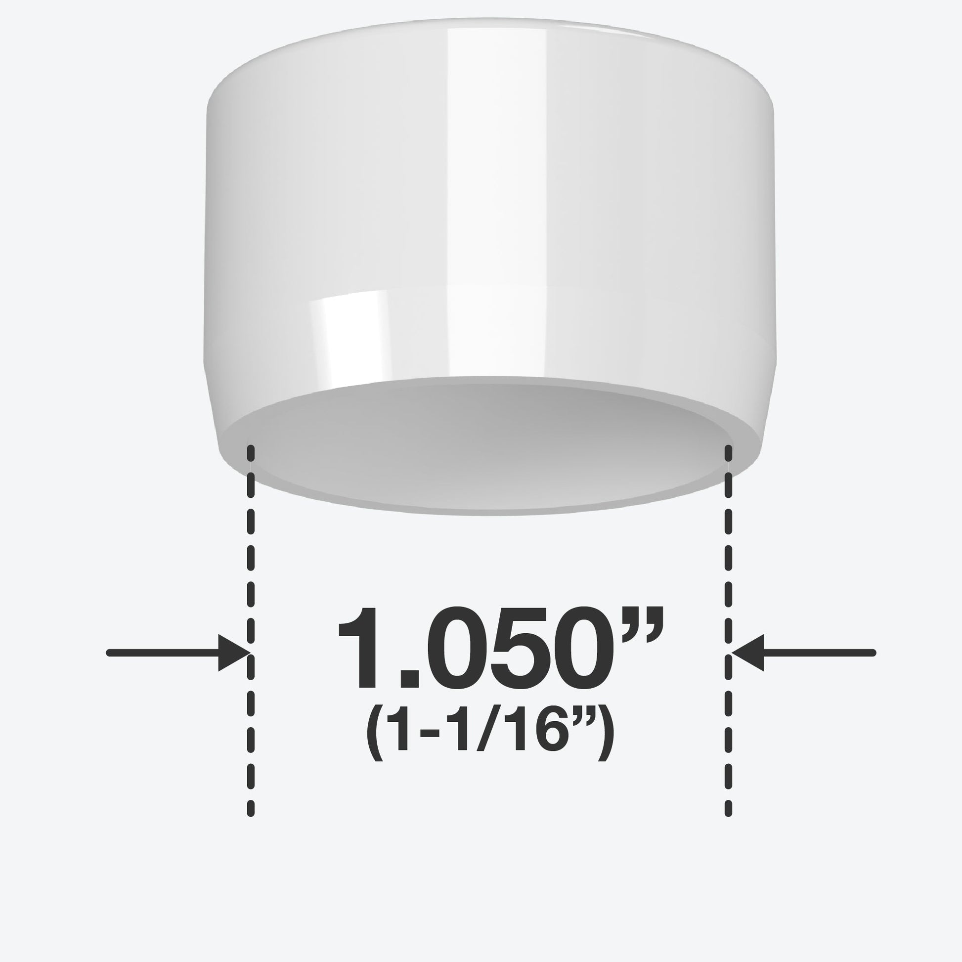 3/4 in. External Flat PVC End Cap, Furniture Grade - White External Cap - FORMUFIT