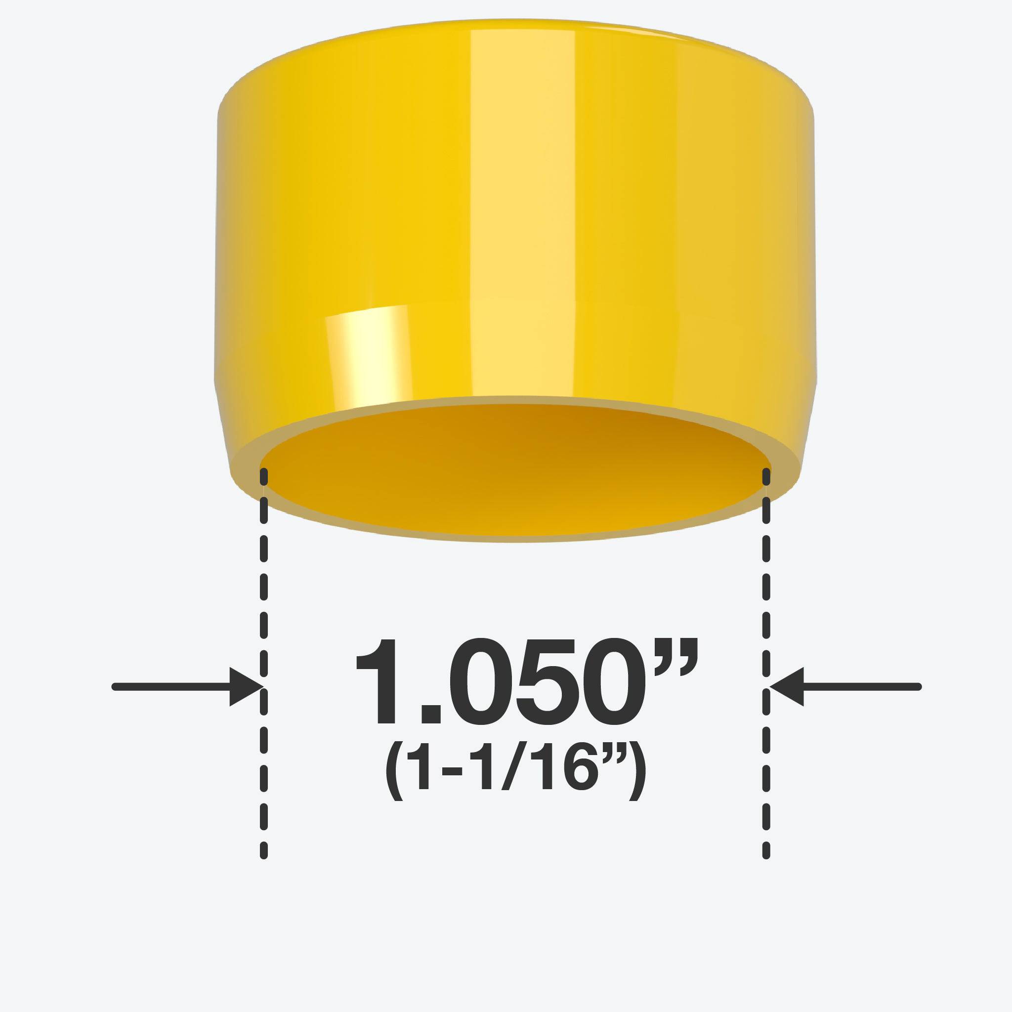 3/4 in. External Flat PVC End Cap, Furniture Grade - Yellow External Cap - FORMUFIT