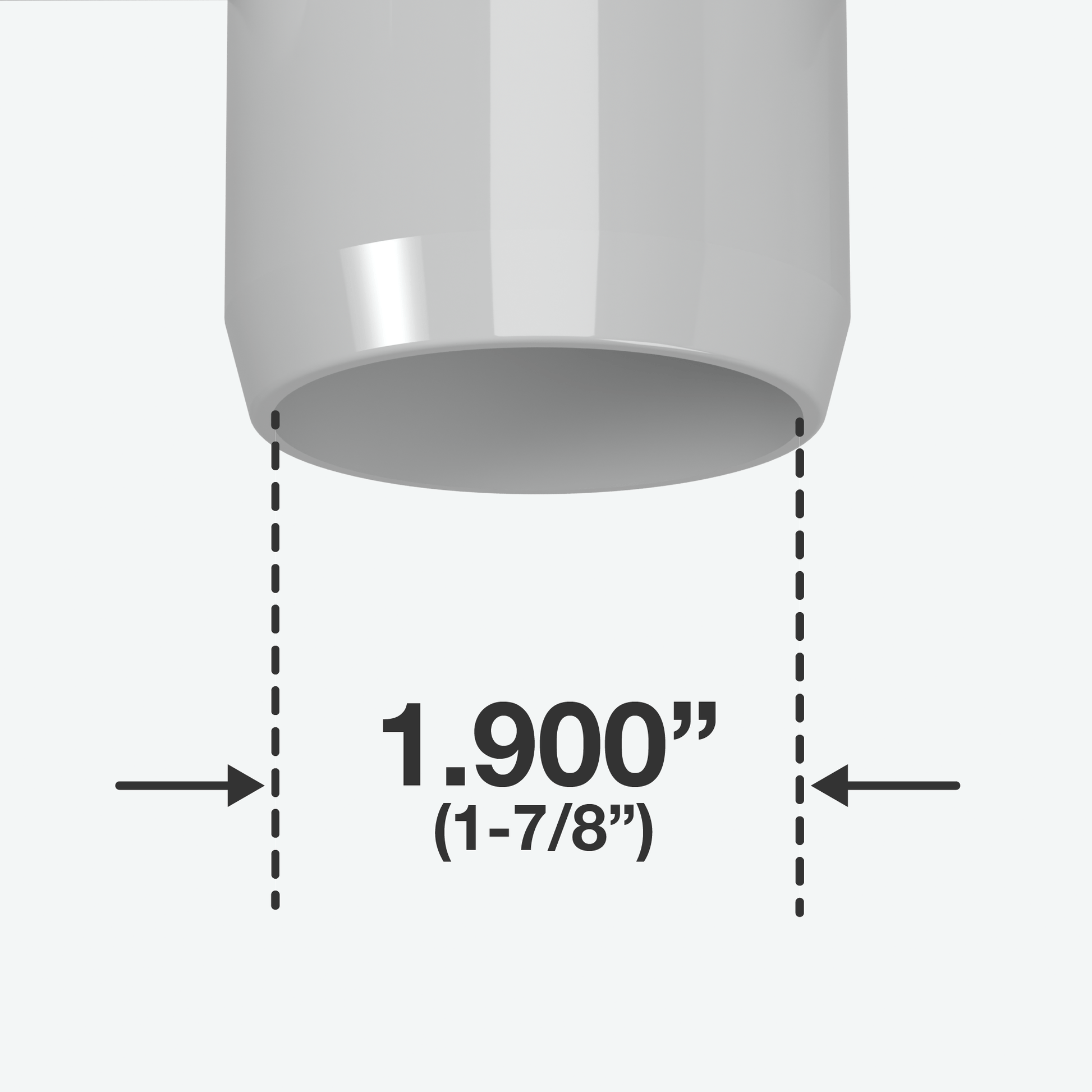 1-1/2 in. External Furniture Grade PVC Coupling - Gray - FORMUFIT