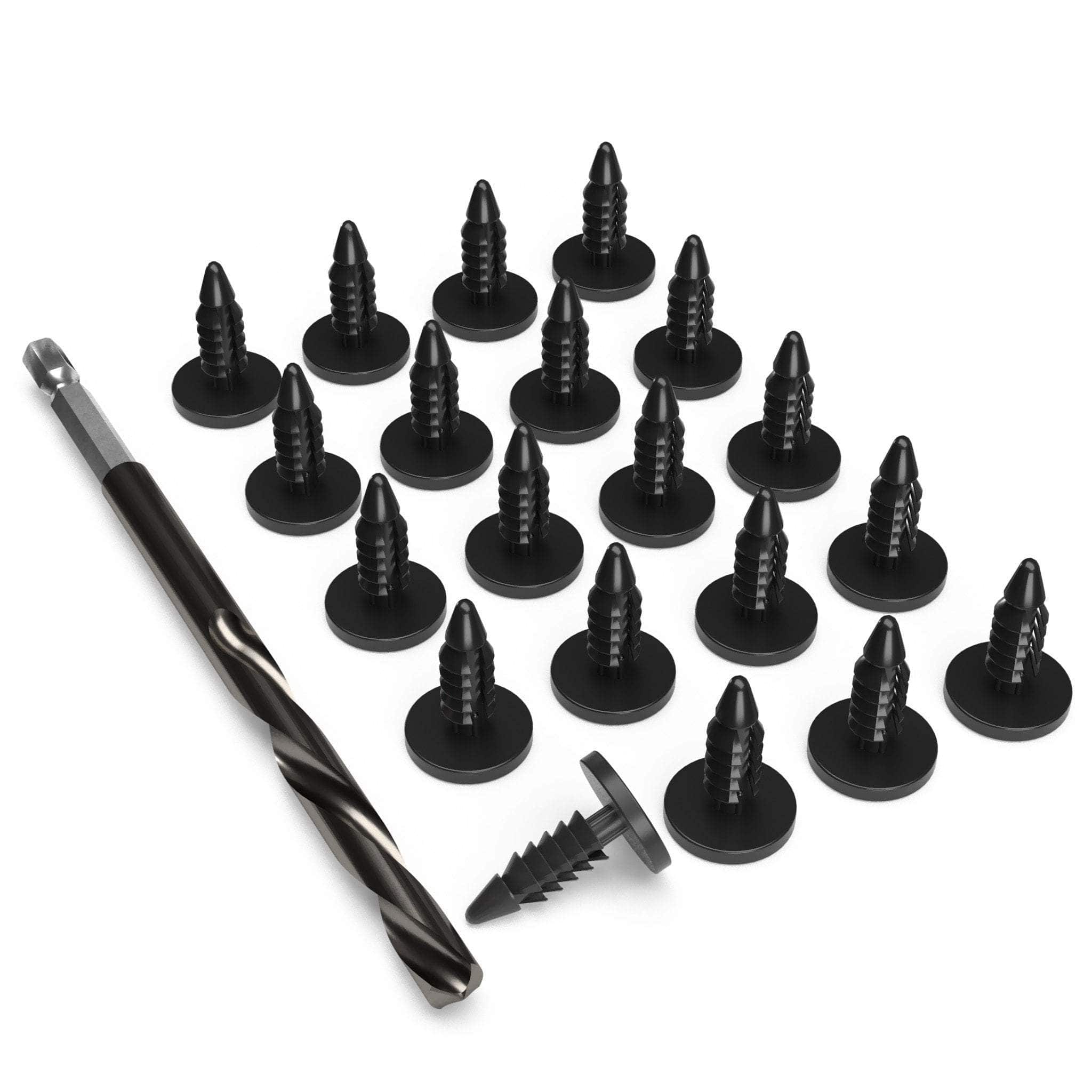 Small Diameter PipeRivet Fastener Kit (20-Pack) Black PipeRivet (20x) with 3 16" Drill Bit Fastening Accessories - FORMUFIT