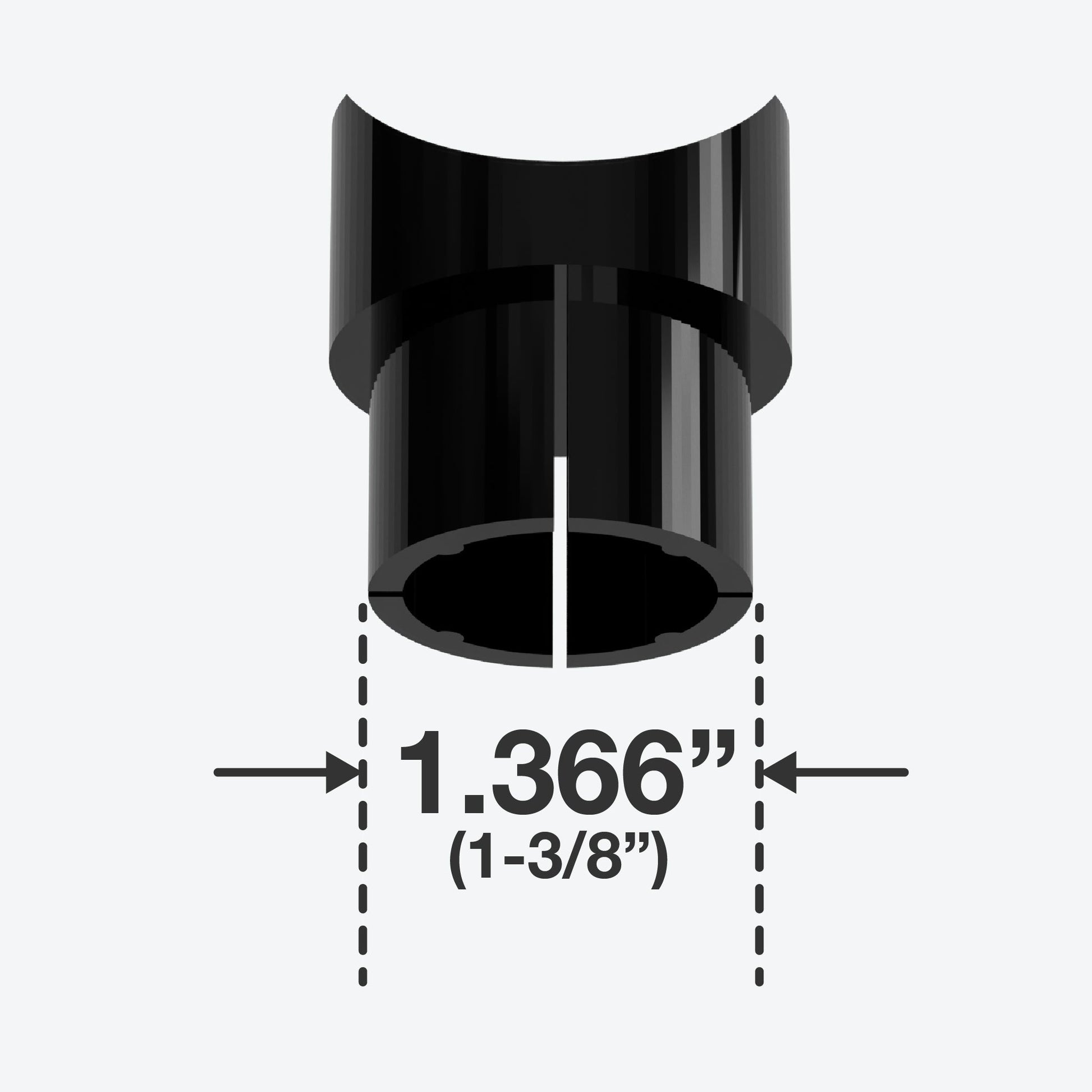 1-1/4 in. Fishmouth Furniture Grade PVC Adapter - Black - FORMUFIT