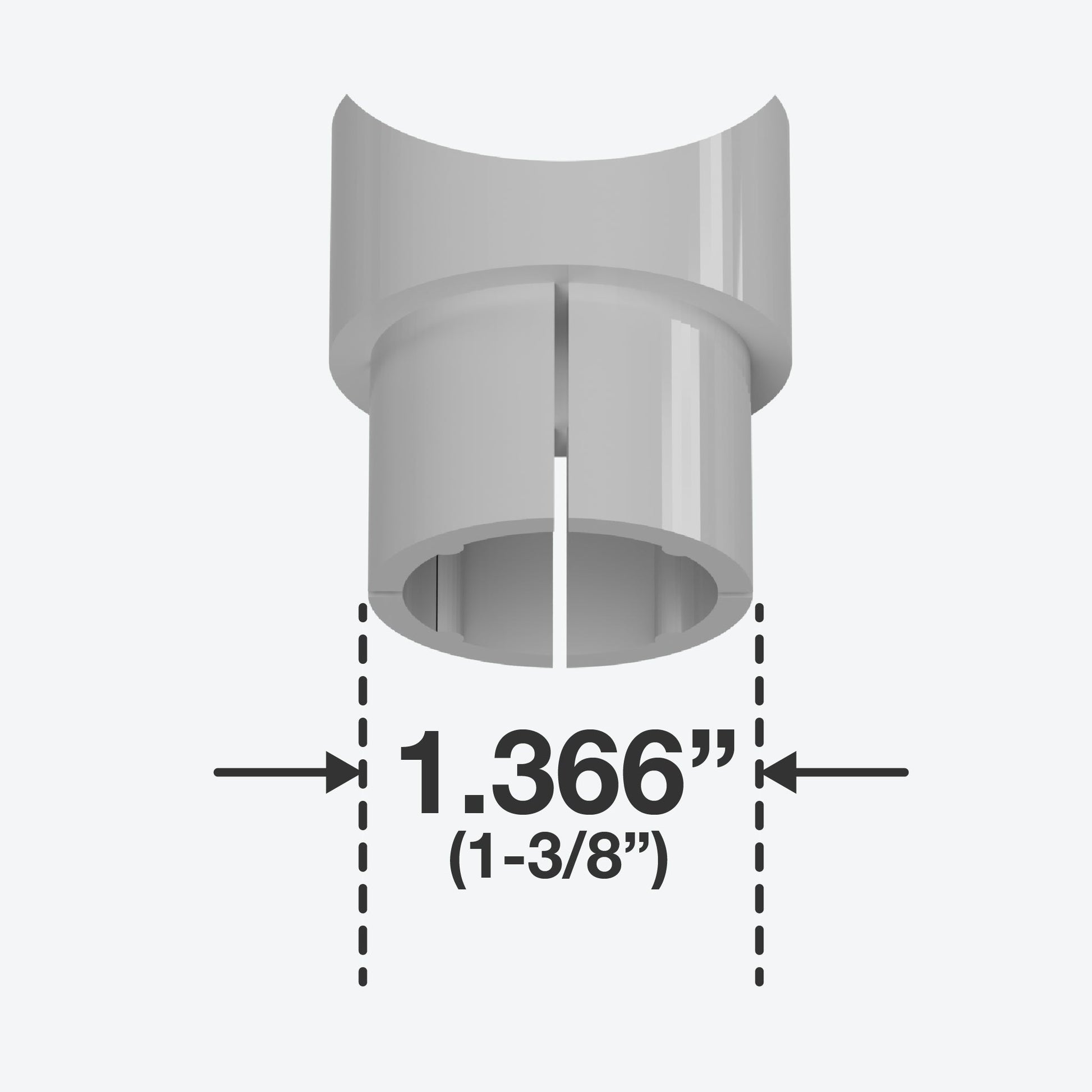 1-1/4 in. Fishmouth Furniture Grade PVC Adapter - Gray - FORMUFIT