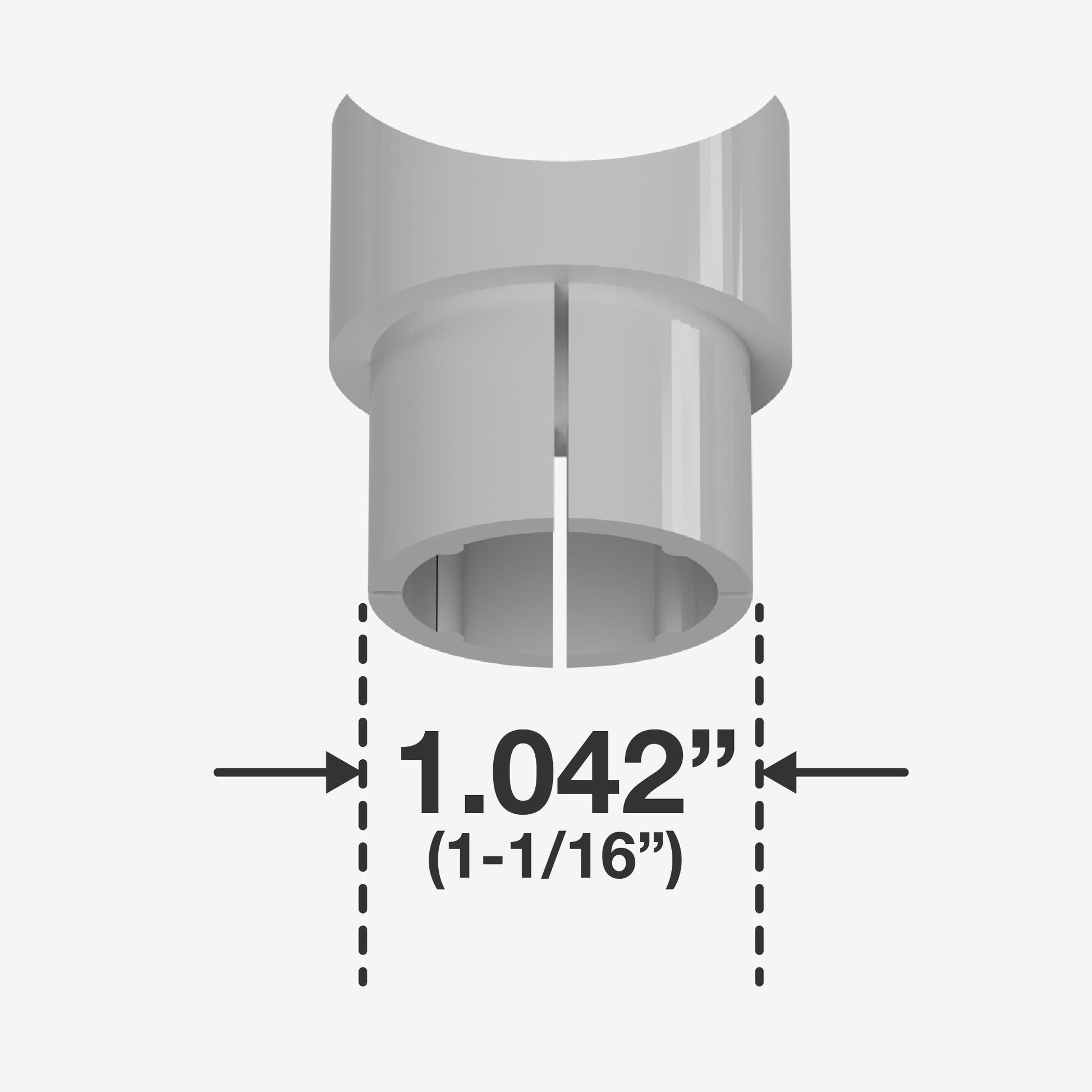 1 in. Fishmouth Furniture Grade PVC Adapter - Gray - FORMUFIT