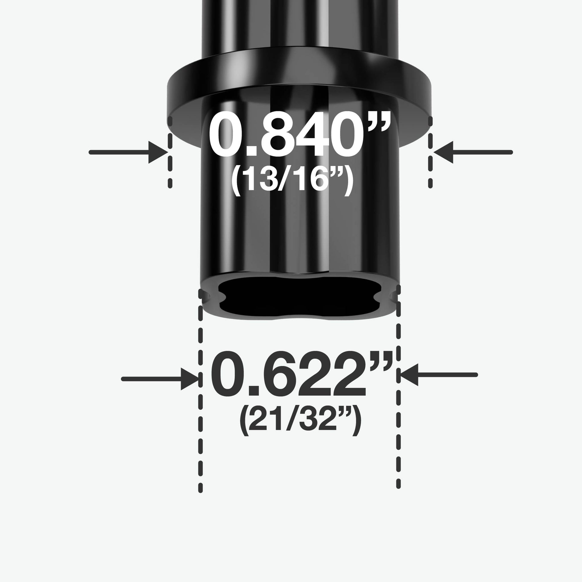 1/2 in. Internal PVC Coupler, Furniture Grade - Black Internal Coupling - FORMUFIT