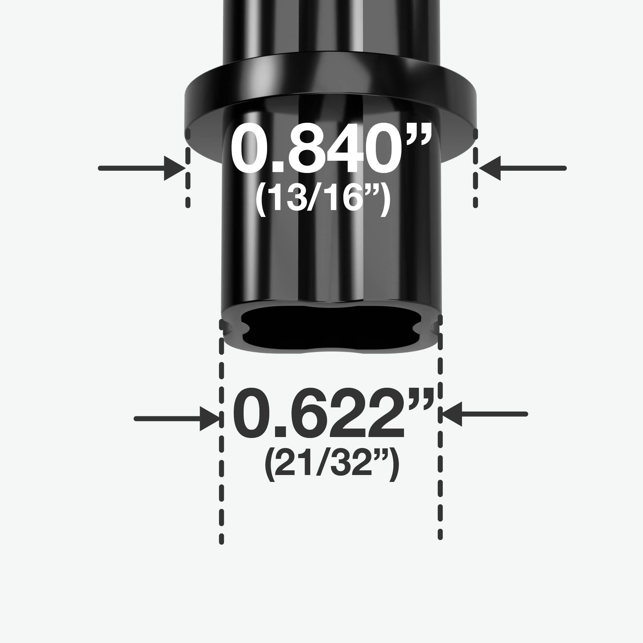 1/2 in. Internal PVC Coupler, Furniture Grade - Black Internal Coupling - FORMUFIT