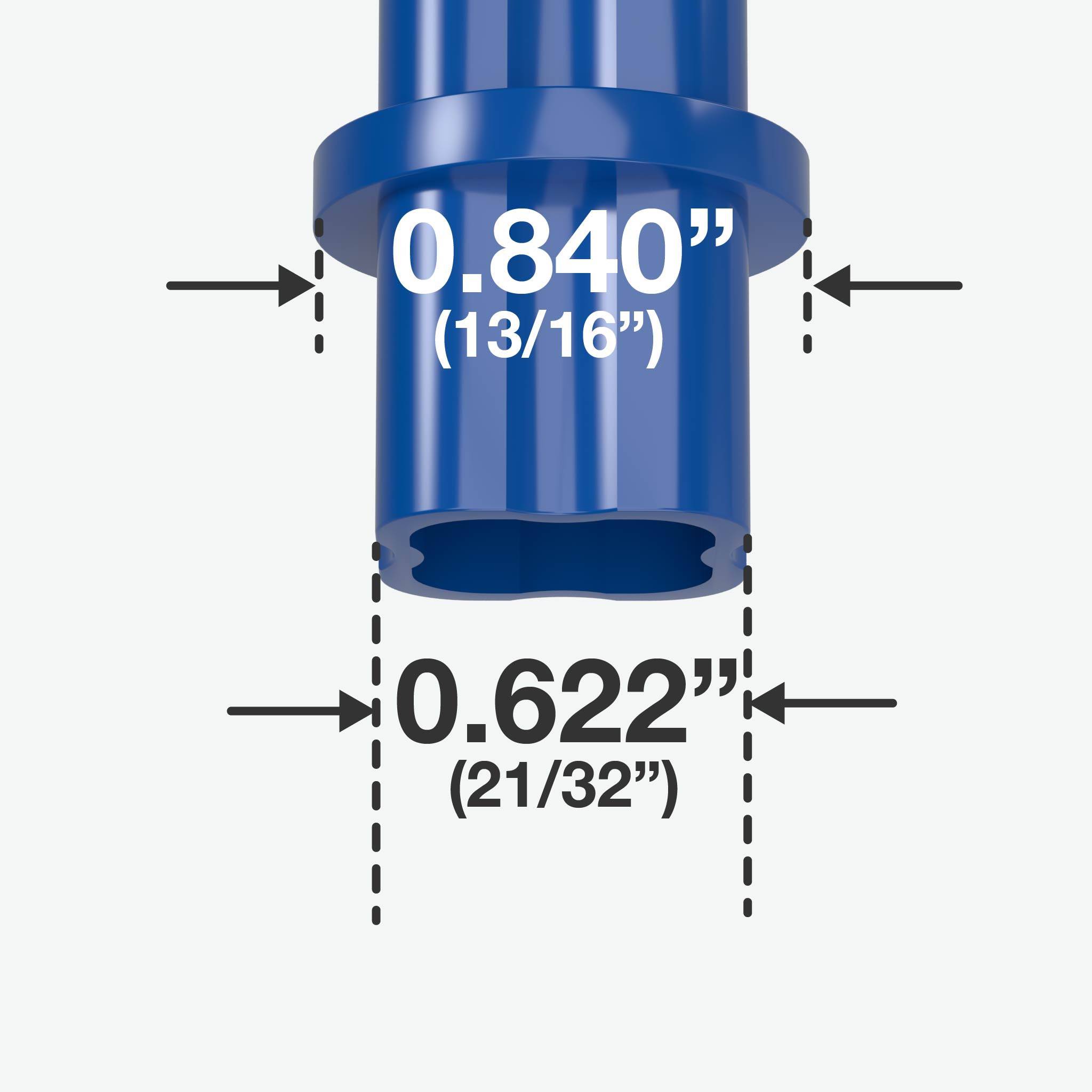 1/2 in. Internal PVC Coupler, Furniture Grade - Blue Internal Coupling - FORMUFIT