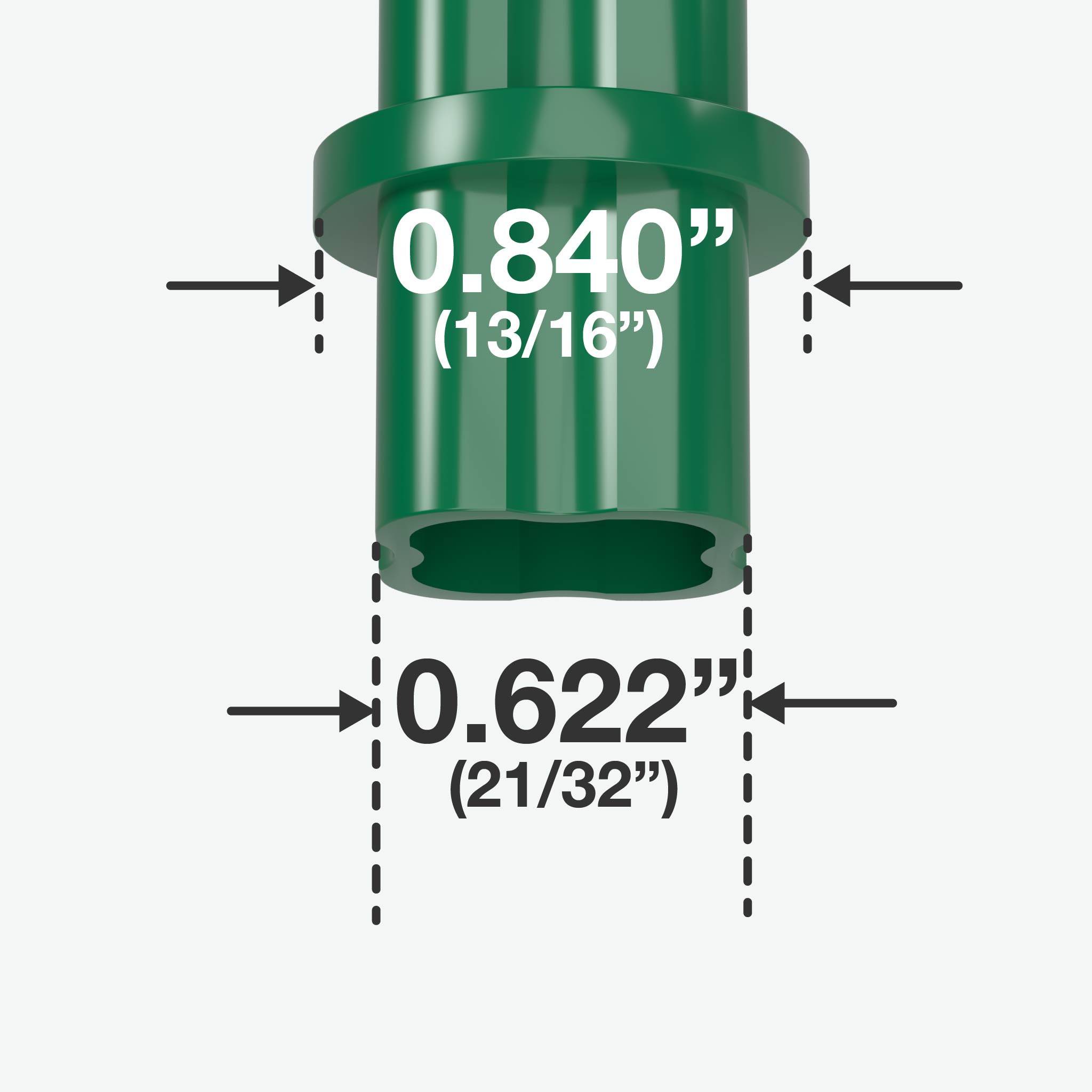 1/2 in. Internal PVC Coupler, Furniture Grade - Green Internal Coupling - FORMUFIT