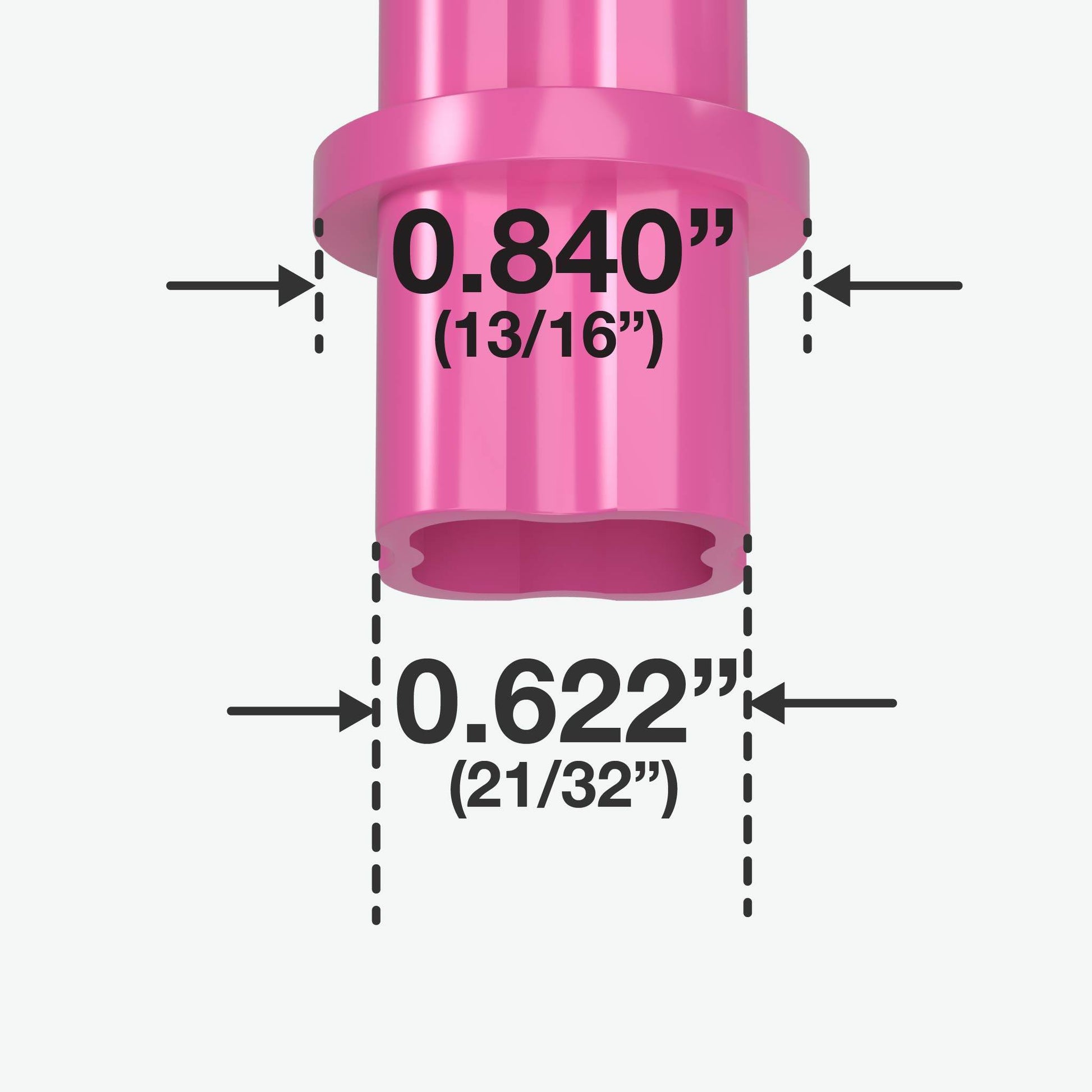 1/2 in. Internal PVC Coupler, Furniture Grade - Pink Internal Coupling - FORMUFIT