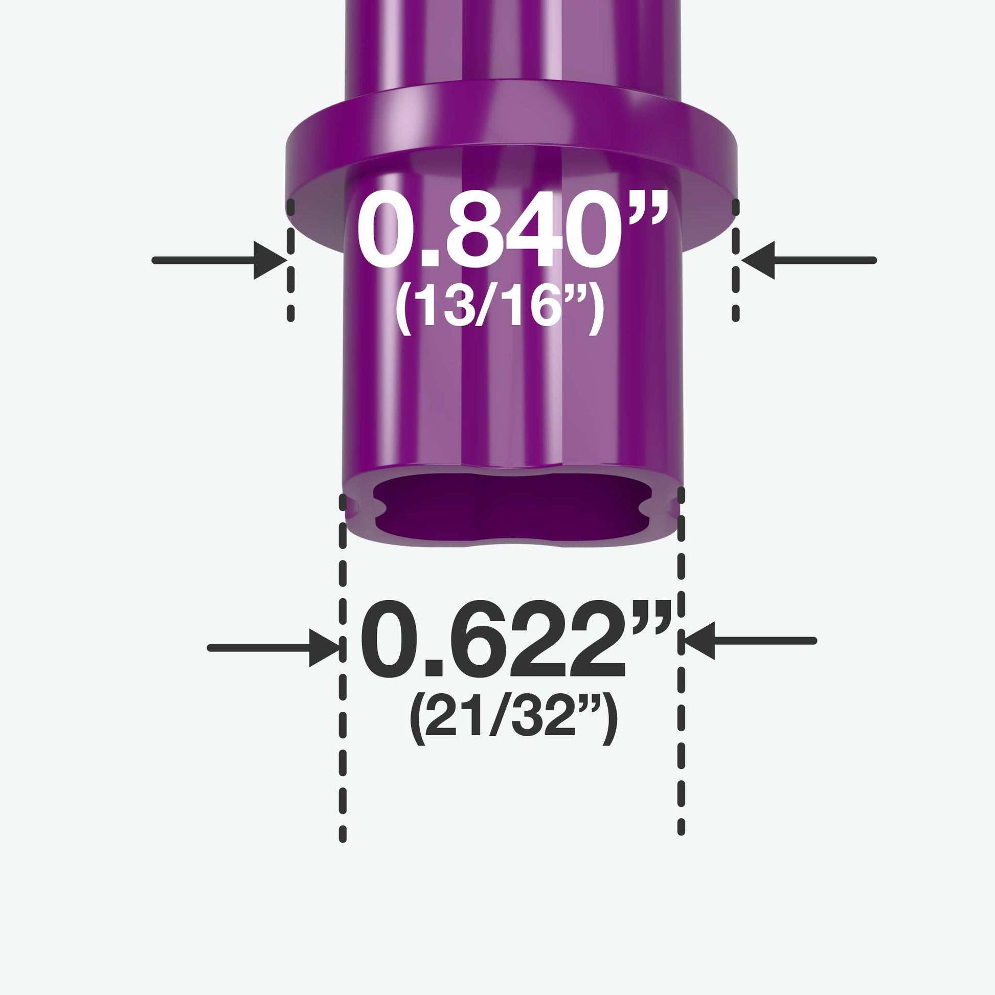 1/2 in. Internal PVC Coupler, Furniture Grade - Purple Internal Coupling - FORMUFIT