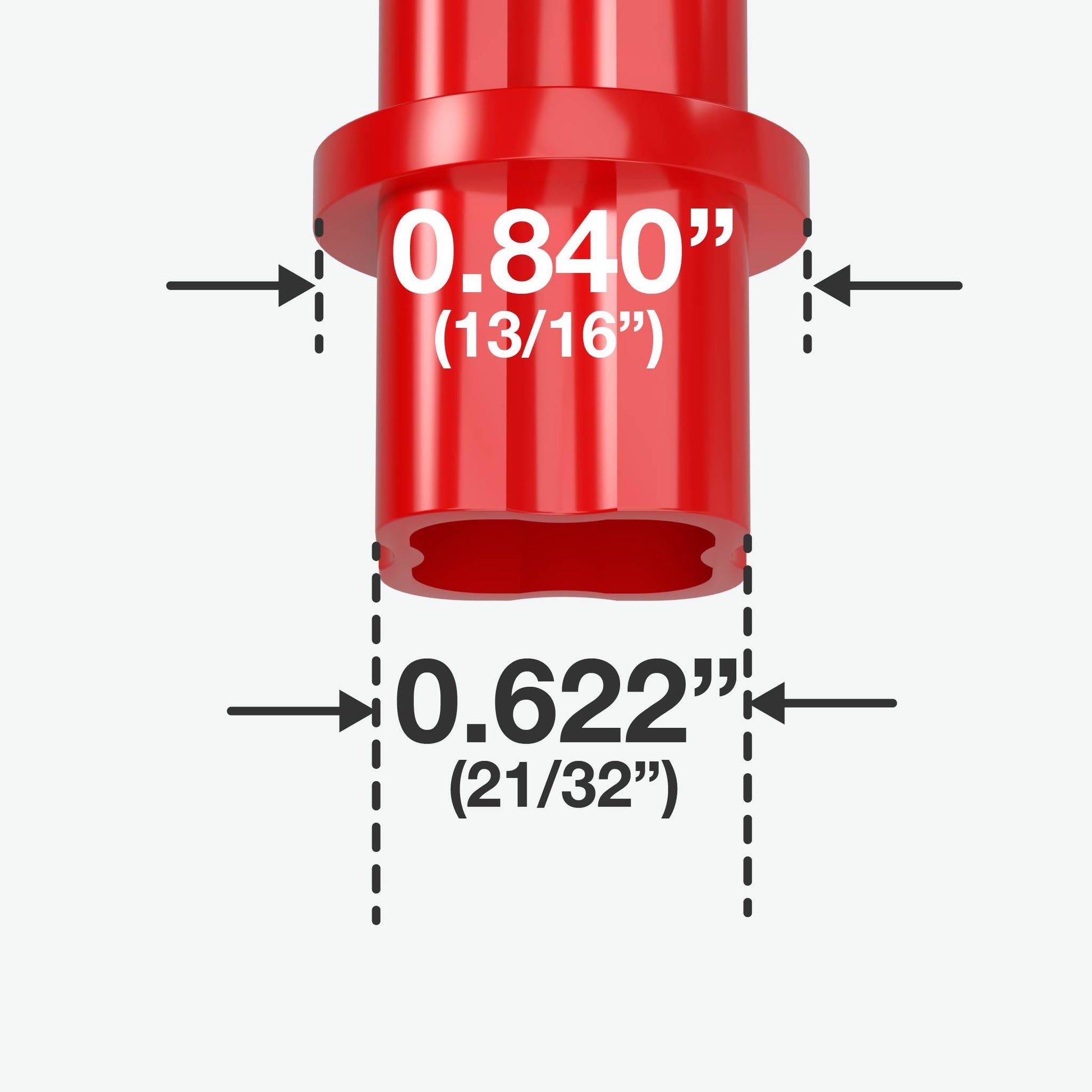 1/2 in. Internal PVC Coupler, Furniture Grade - Red Internal Coupling - FORMUFIT
