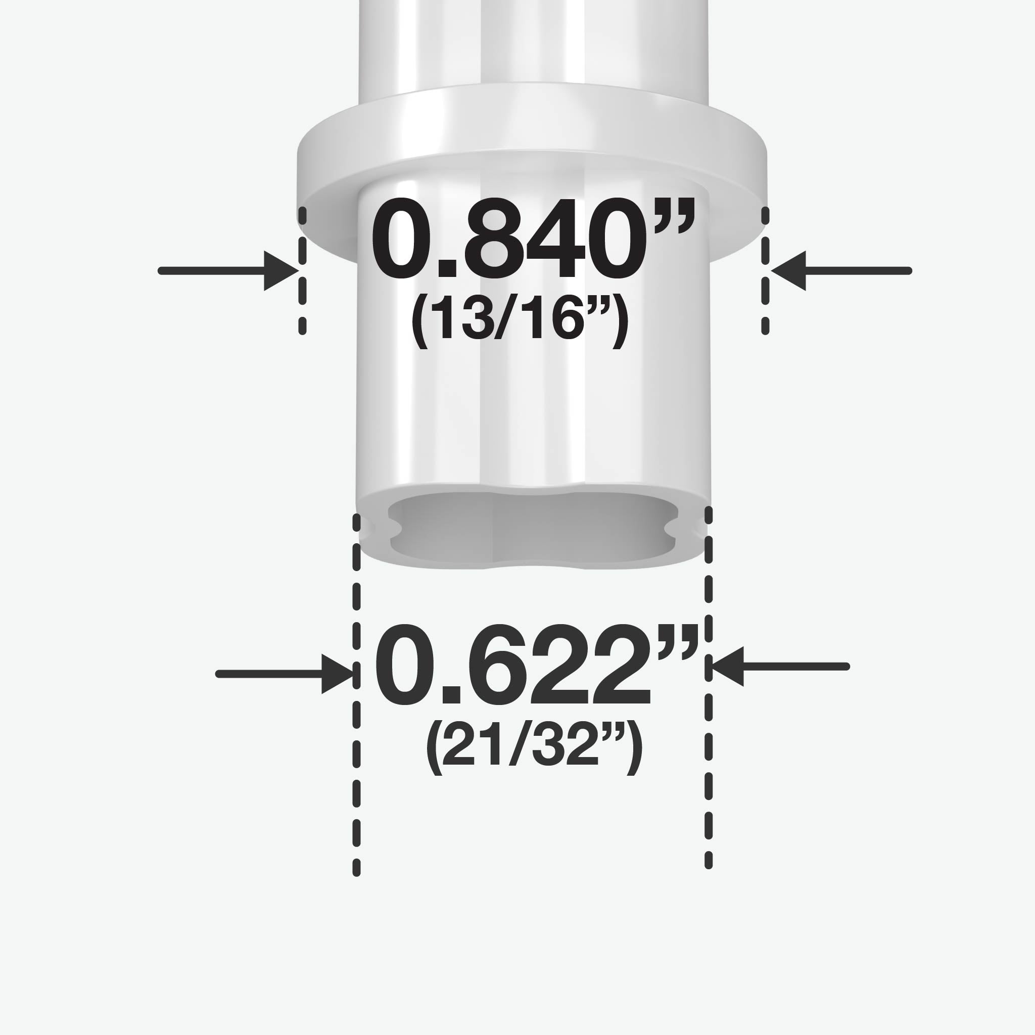 1/2 in. Internal PVC Coupler, Furniture Grade - White Internal Coupling - FORMUFIT