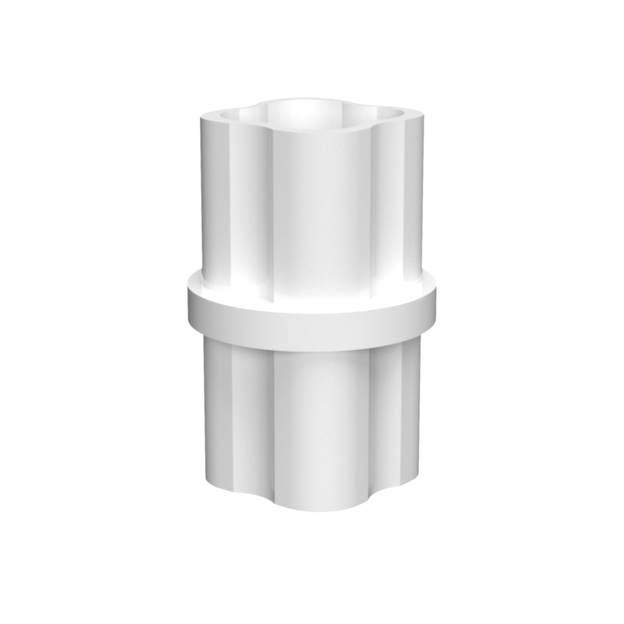 1/2 in. Internal PVC Coupler, Furniture Grade - White Internal Coupling - FORMUFIT