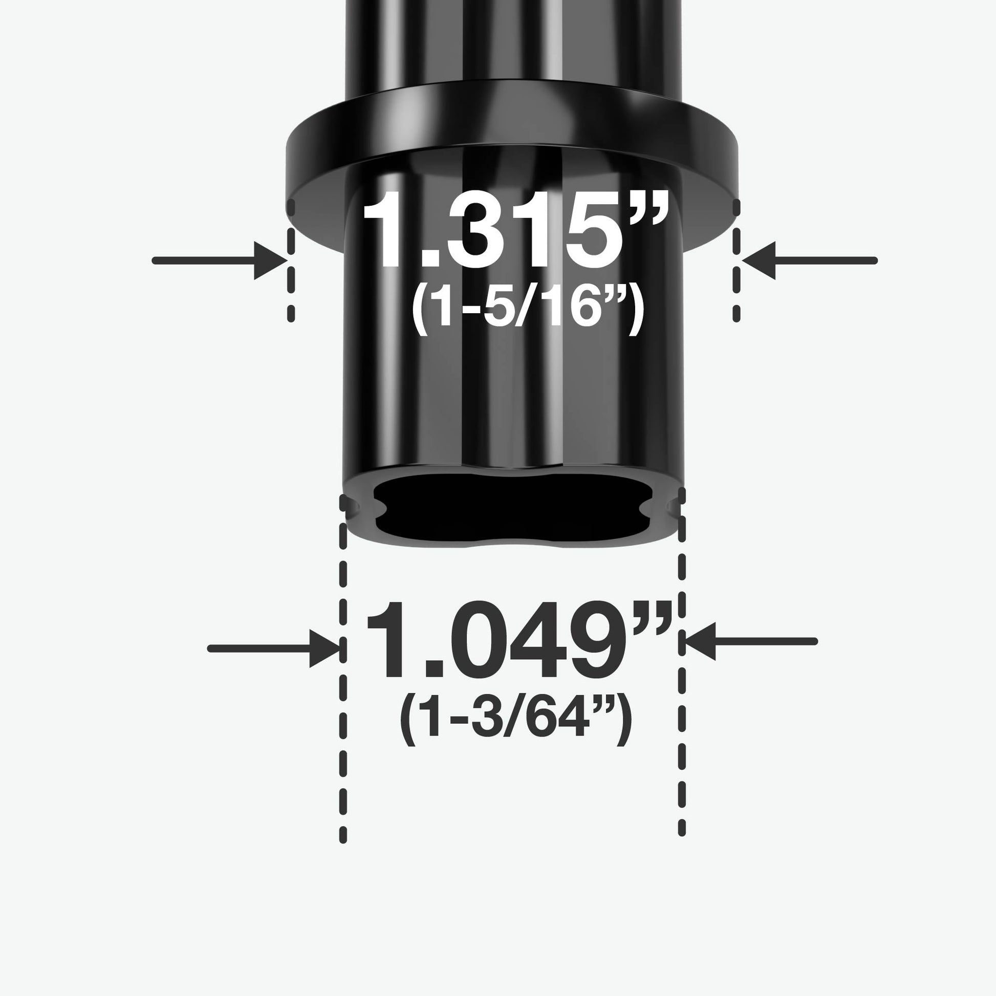 1 in. Internal PVC Coupler, Furniture Grade - Black Internal Coupling - FORMUFIT