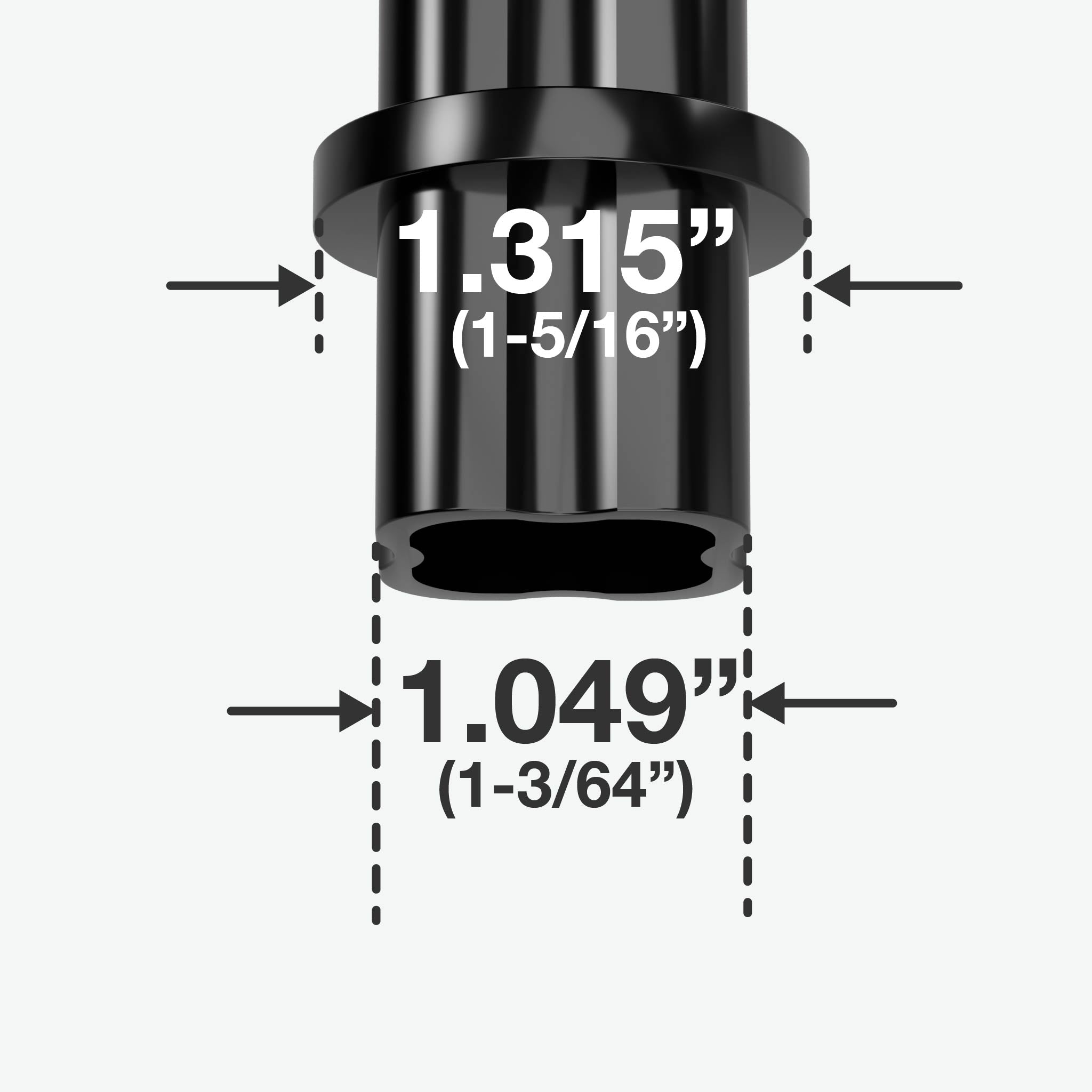1 in. Internal PVC Coupler, Furniture Grade - Black Internal Coupling - FORMUFIT