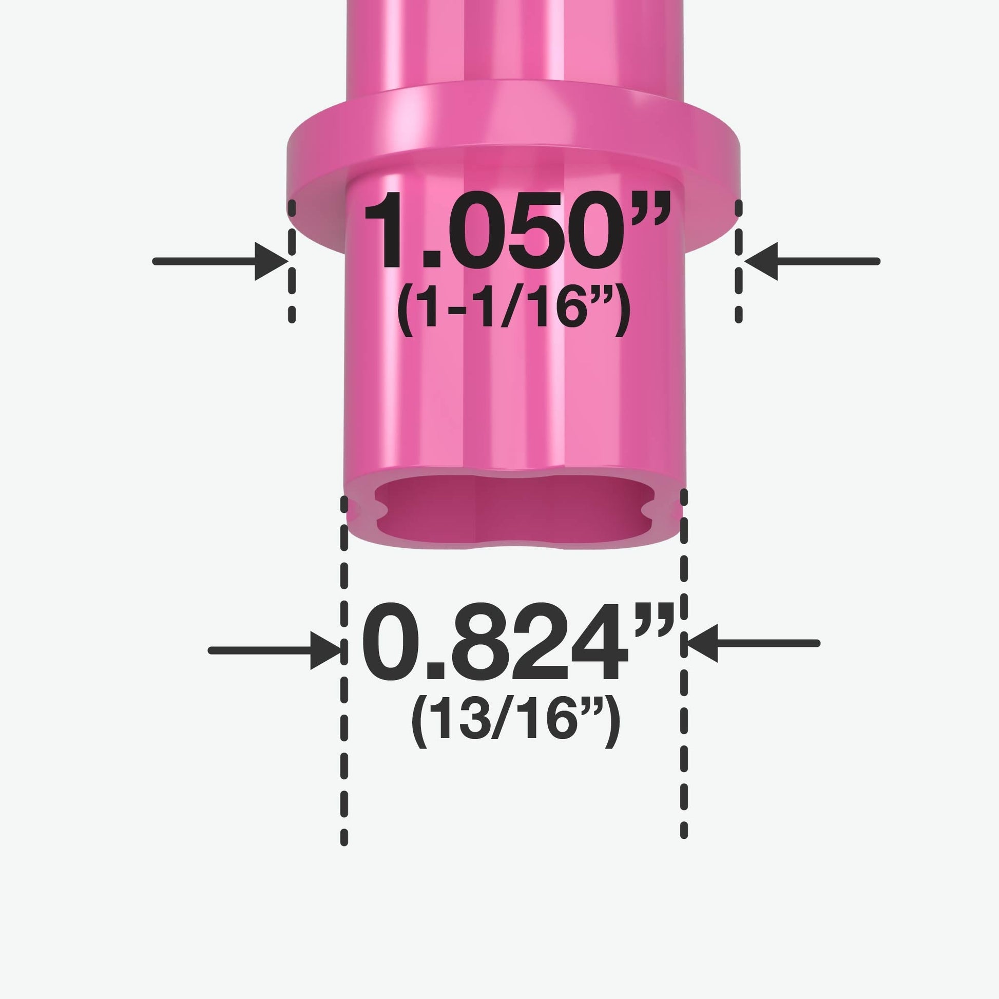 3/4 in. Internal PVC Coupler, Furniture Grade - Pink Internal Coupling - FORMUFIT