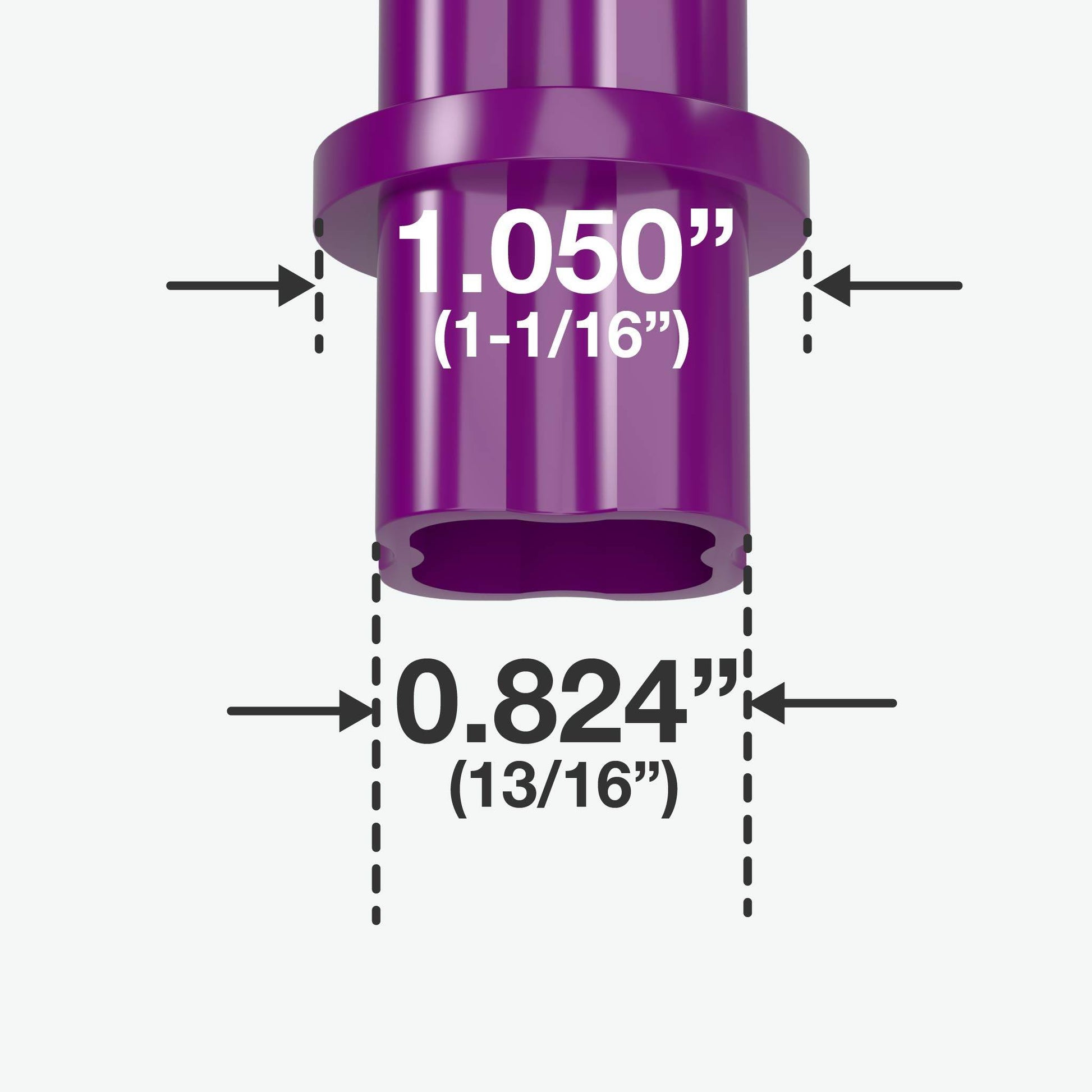 3/4 in. Internal PVC Coupler, Furniture Grade - Purple Internal Coupling - FORMUFIT
