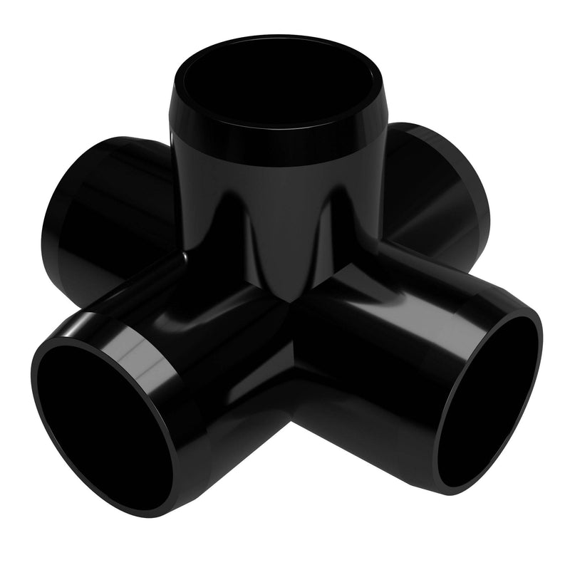 Load image into Gallery viewer, 1-1/2 in. 5-Way Furniture Grade PVC Cross Fitting - Black - FORMUFIT
