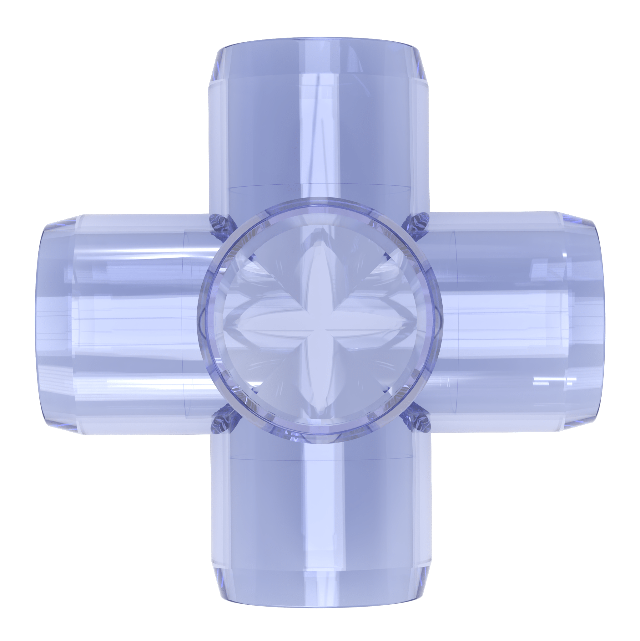 1-1/2 in. 5-Way Cross PVC Fitting, Furniture Grade - Clear Side Outlet Cross - FORMUFIT