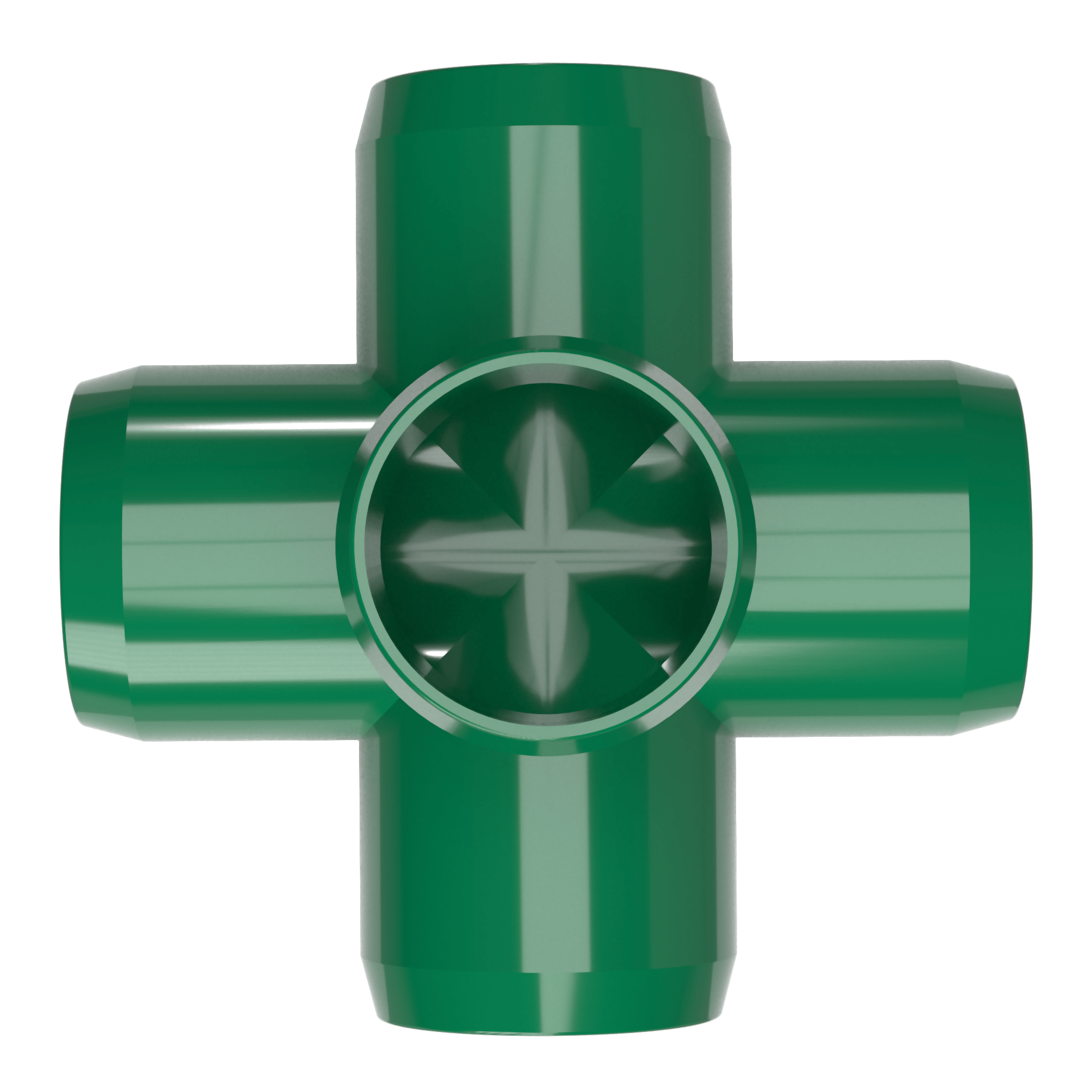 1-1/2 in. 5-Way Cross PVC Fitting, Furniture Grade - Green Side Outlet Cross - FORMUFIT