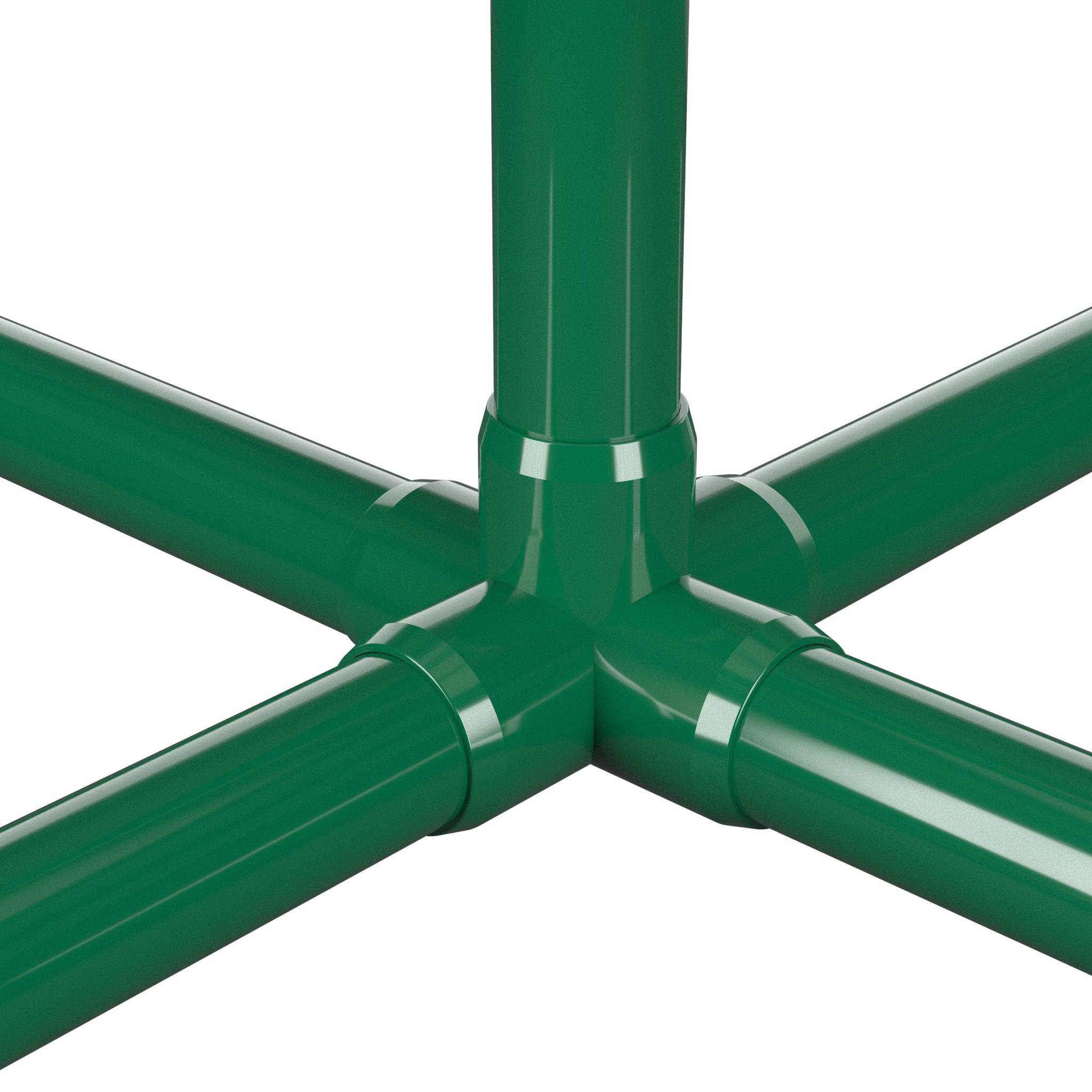 1-1/2 in. 5-Way Cross PVC Fitting, Furniture Grade - Green Side Outlet Cross - FORMUFIT