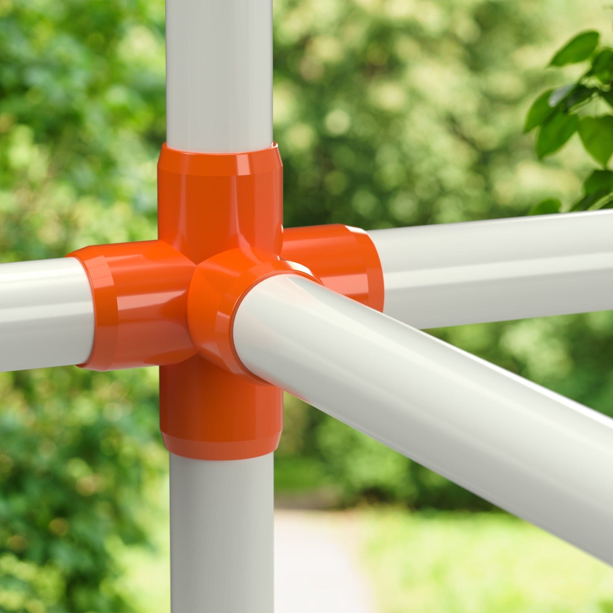 1-1/2 in. 5-Way Cross PVC Fitting, Furniture Grade - Orange Side Outlet Cross - FORMUFIT