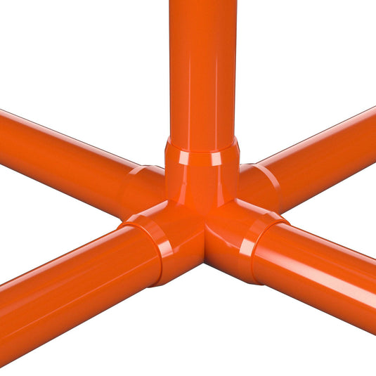 1-1/2 in. 5-Way Furniture Grade PVC Cross Fitting - Orange - FORMUFIT
