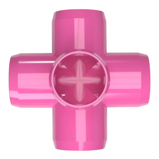 1-1/2 in. 5-Way Furniture Grade PVC Cross Fitting - Pink - FORMUFIT