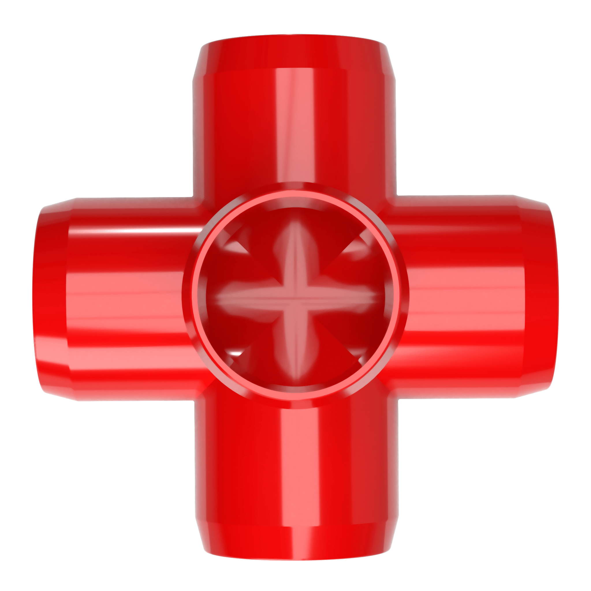 1-1/2 in. 5-Way Cross PVC Fitting, Furniture Grade - Red Side Outlet Cross - FORMUFIT