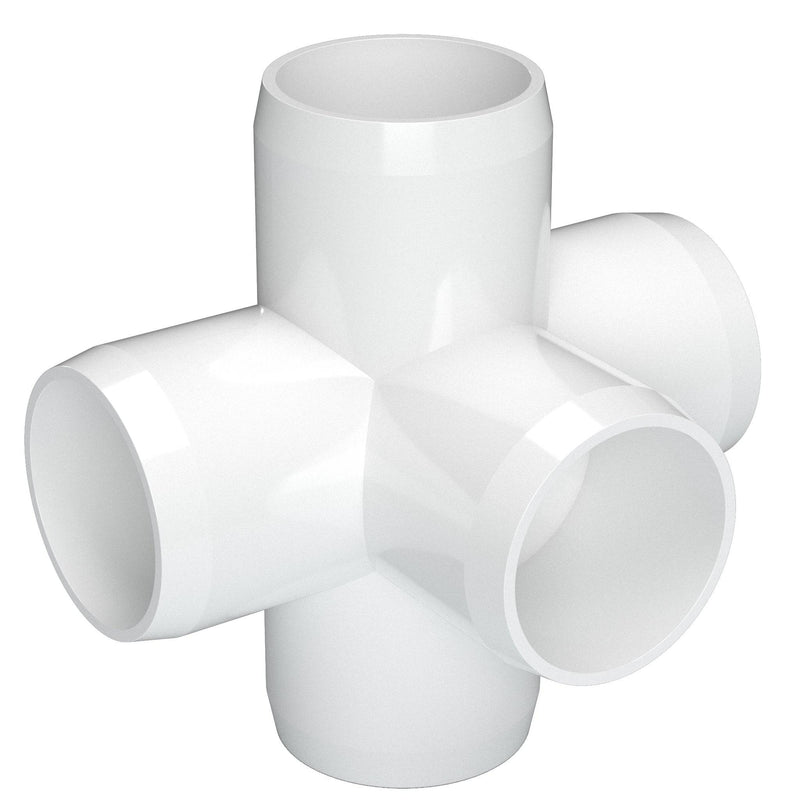 Load image into Gallery viewer, 1-1/2 in. 5-Way Furniture Grade PVC Cross Fitting - White - FORMUFIT
