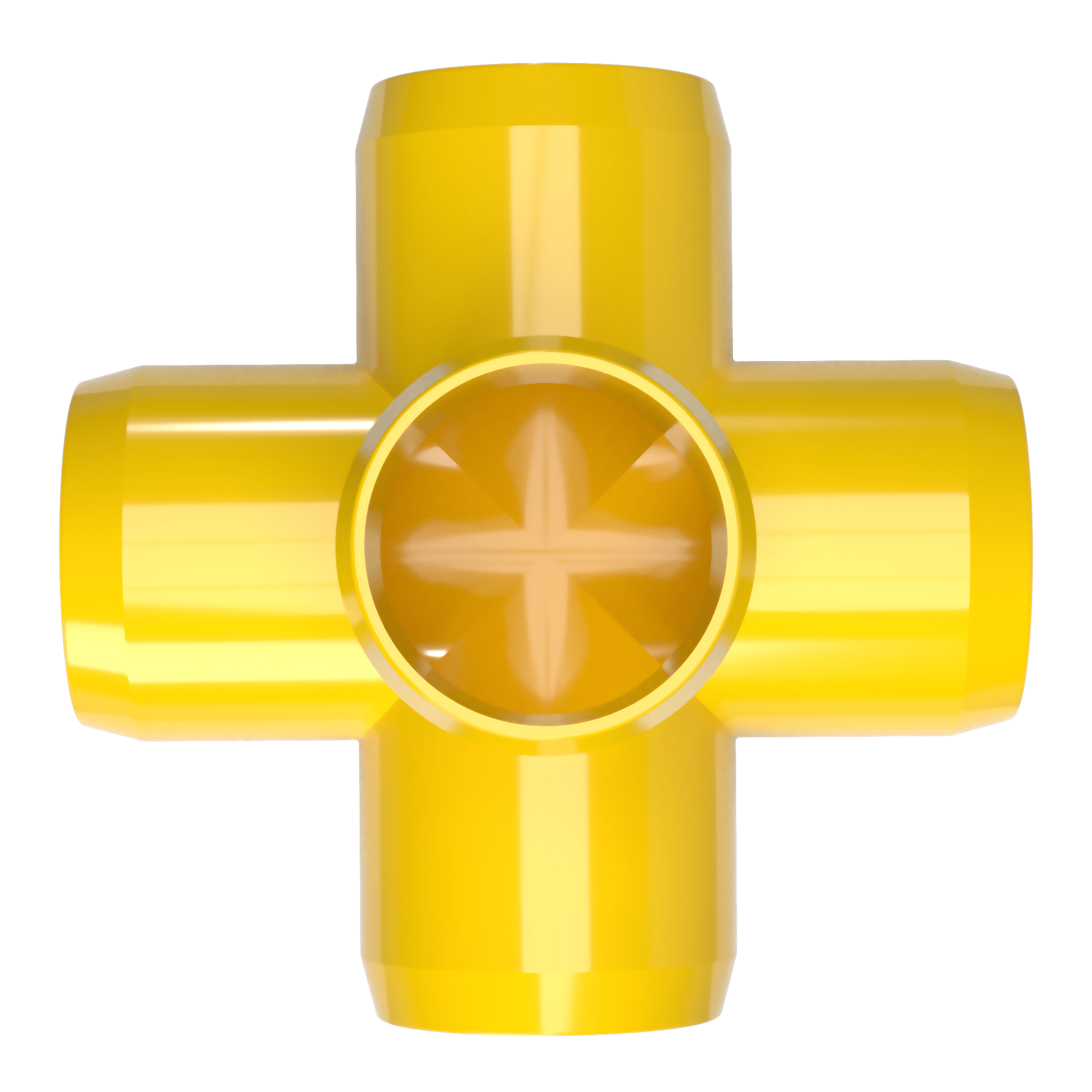 1-1/2 in. 5-Way Cross PVC Fitting, Furniture Grade - Yellow Side Outlet Cross - FORMUFIT