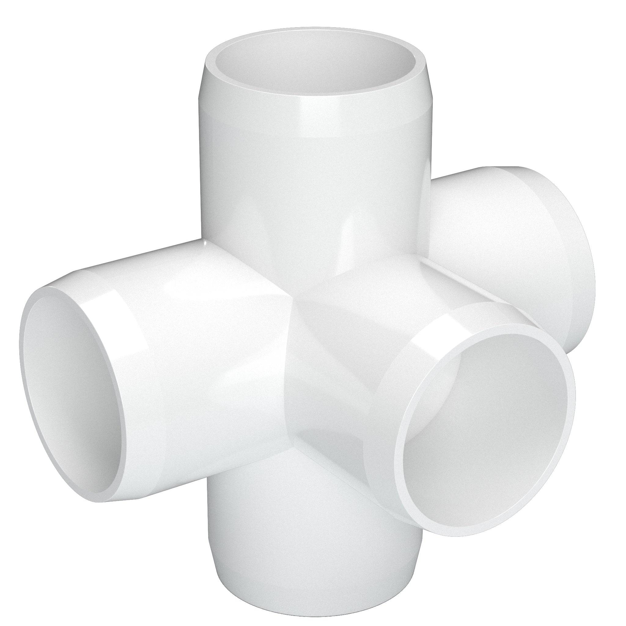 1-1/4 in. 5-Way Cross PVC Fitting, Furniture Grade - White Side Outlet Cross - FORMUFIT