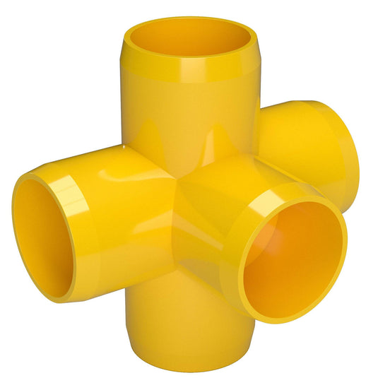 1-1/4 in. 5-Way Furniture Grade PVC Cross Fitting - Yellow - FORMUFIT