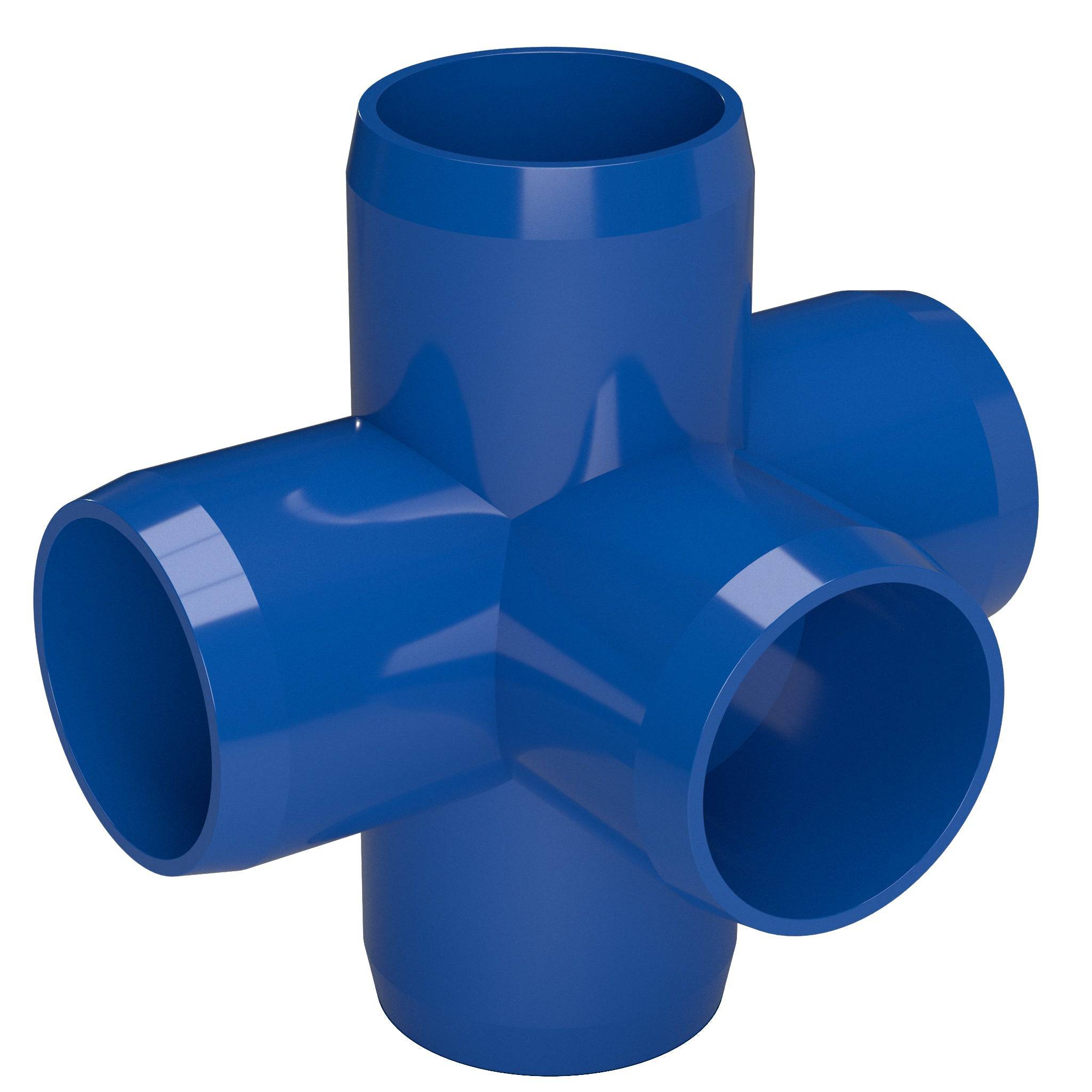 1/2 in. 5-Way Cross PVC Fitting, Furniture Grade - Blue Side Outlet Cross - FORMUFIT