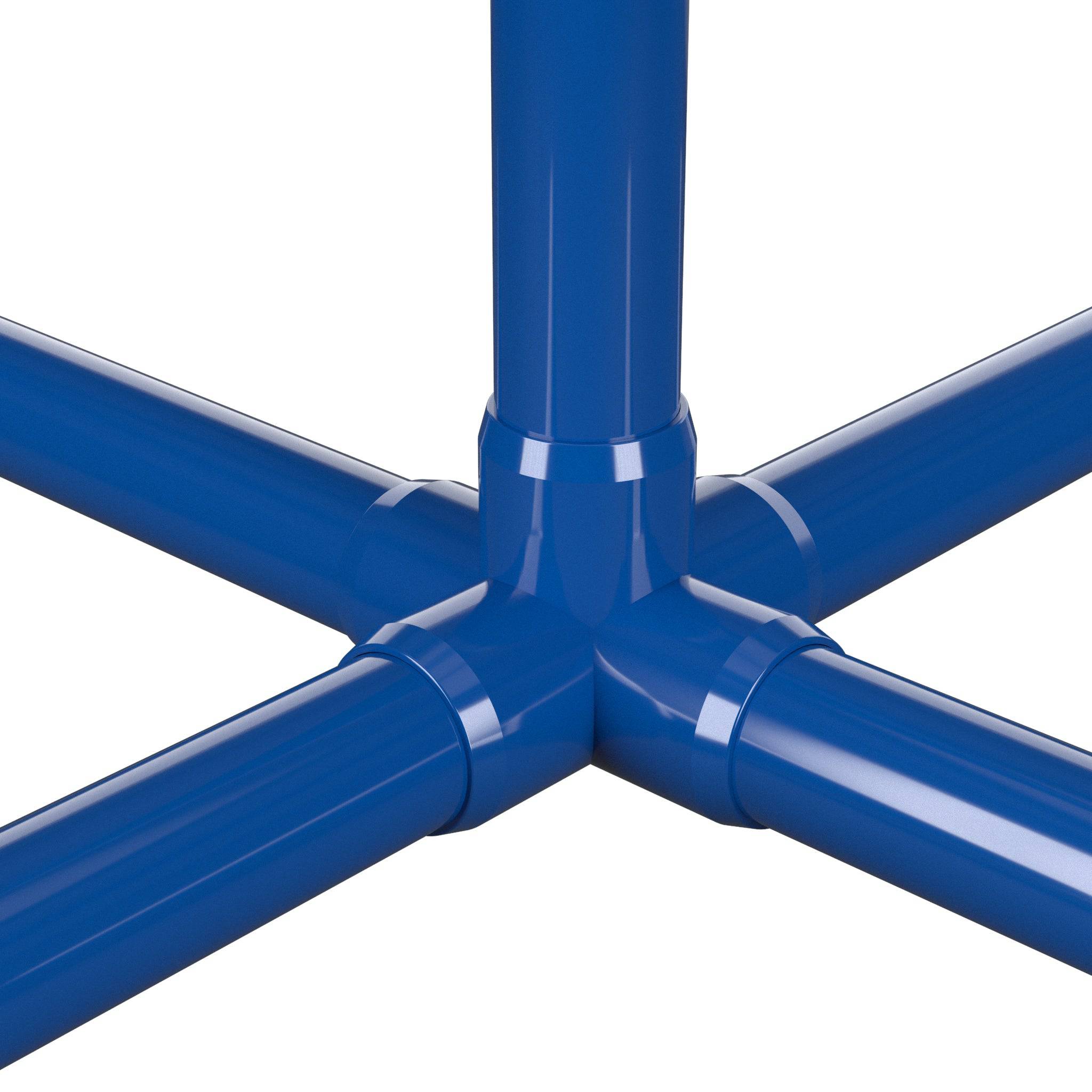 1/2 in. 5-Way Cross PVC Fitting, Furniture Grade - Blue Side Outlet Cross - FORMUFIT
