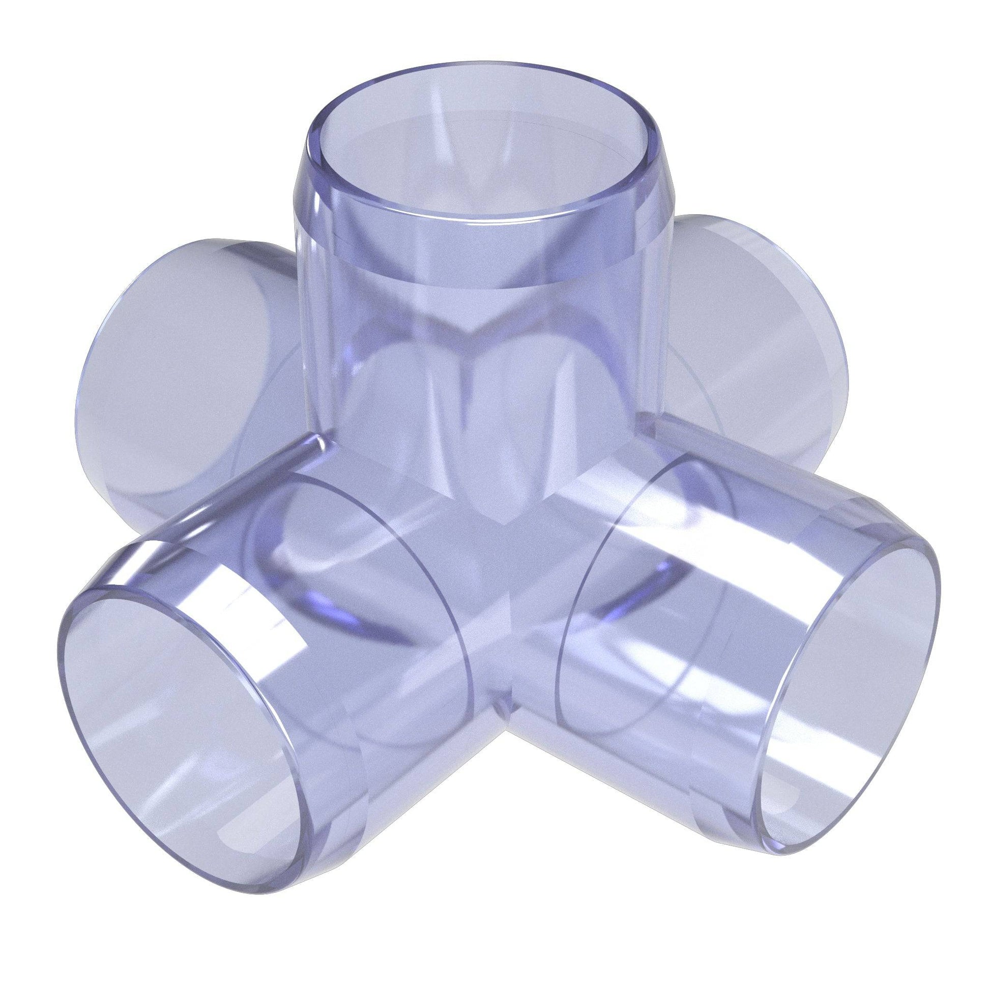1/2 in. 5-Way Cross PVC Fitting, Furniture Grade - Clear Side Outlet Cross - FORMUFIT