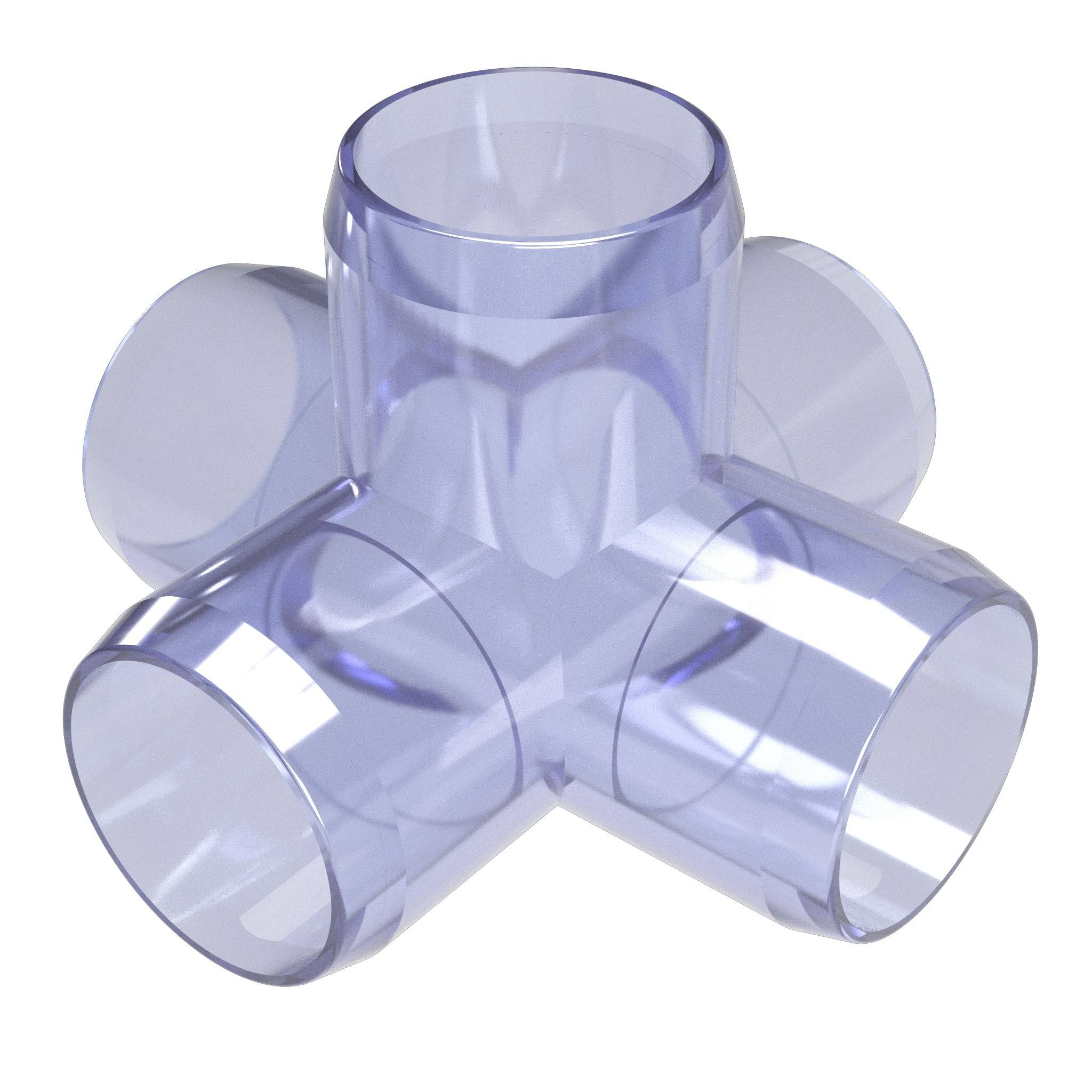 1/2 in. 5-Way Cross PVC Fitting, Furniture Grade - Clear Side Outlet Cross - FORMUFIT