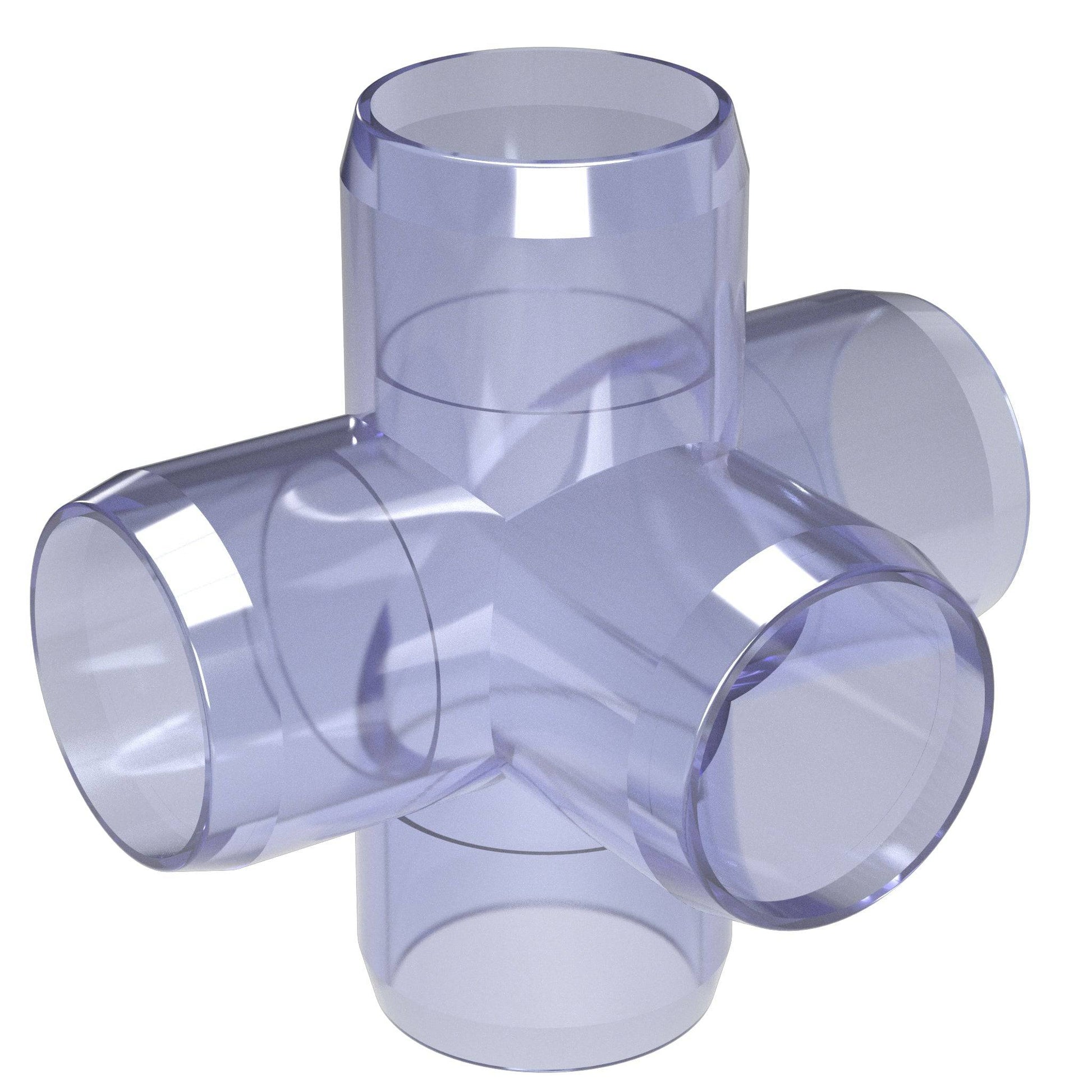 1/2 in. 5-Way Cross PVC Fitting, Furniture Grade - Clear Side Outlet Cross - FORMUFIT
