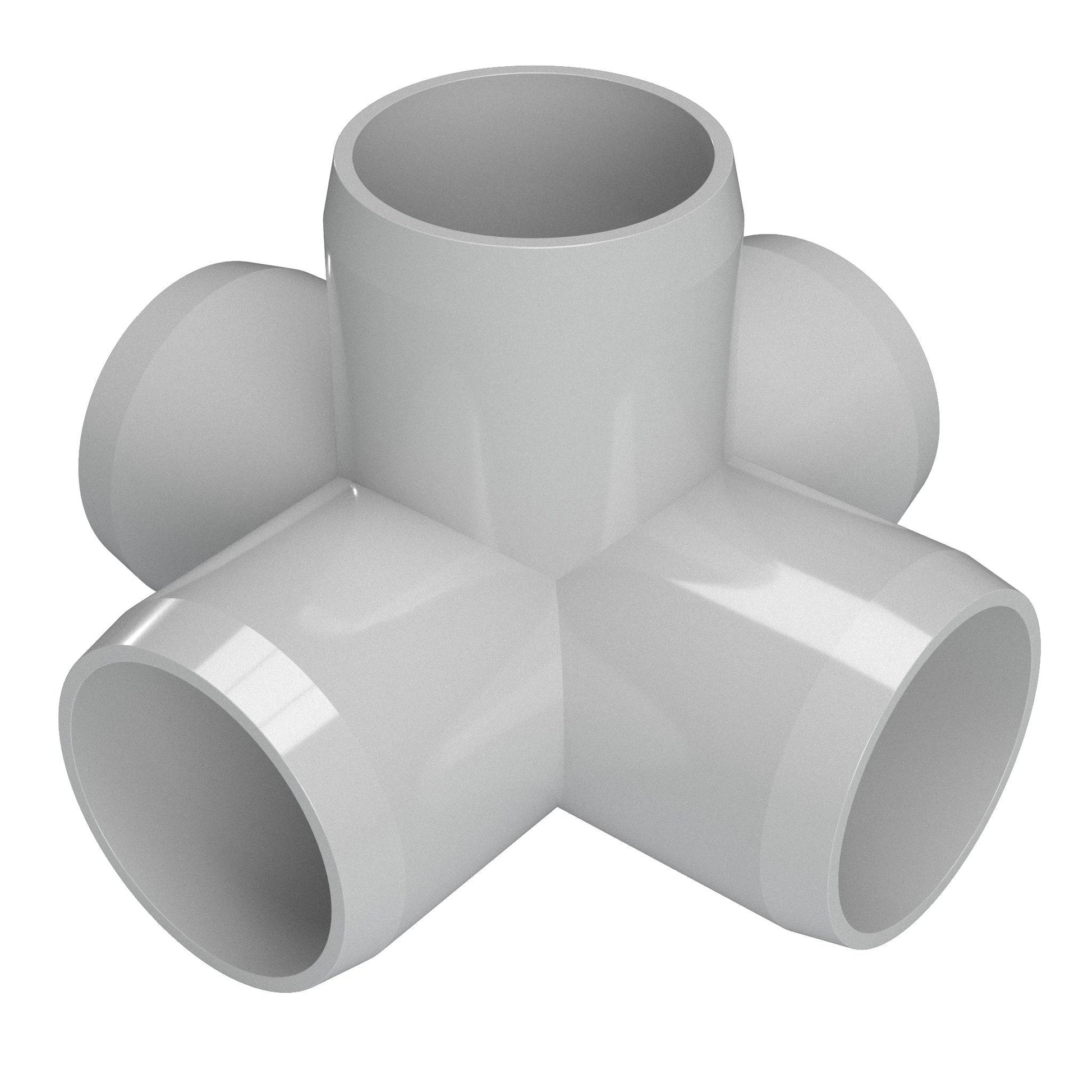 1/2 in. 5-Way Cross PVC Fitting, Furniture Grade - Gray Side Outlet Cross - FORMUFIT