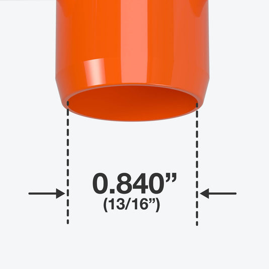 1/2 in. 5-Way Furniture Grade PVC Cross Fitting - Orange - FORMUFIT