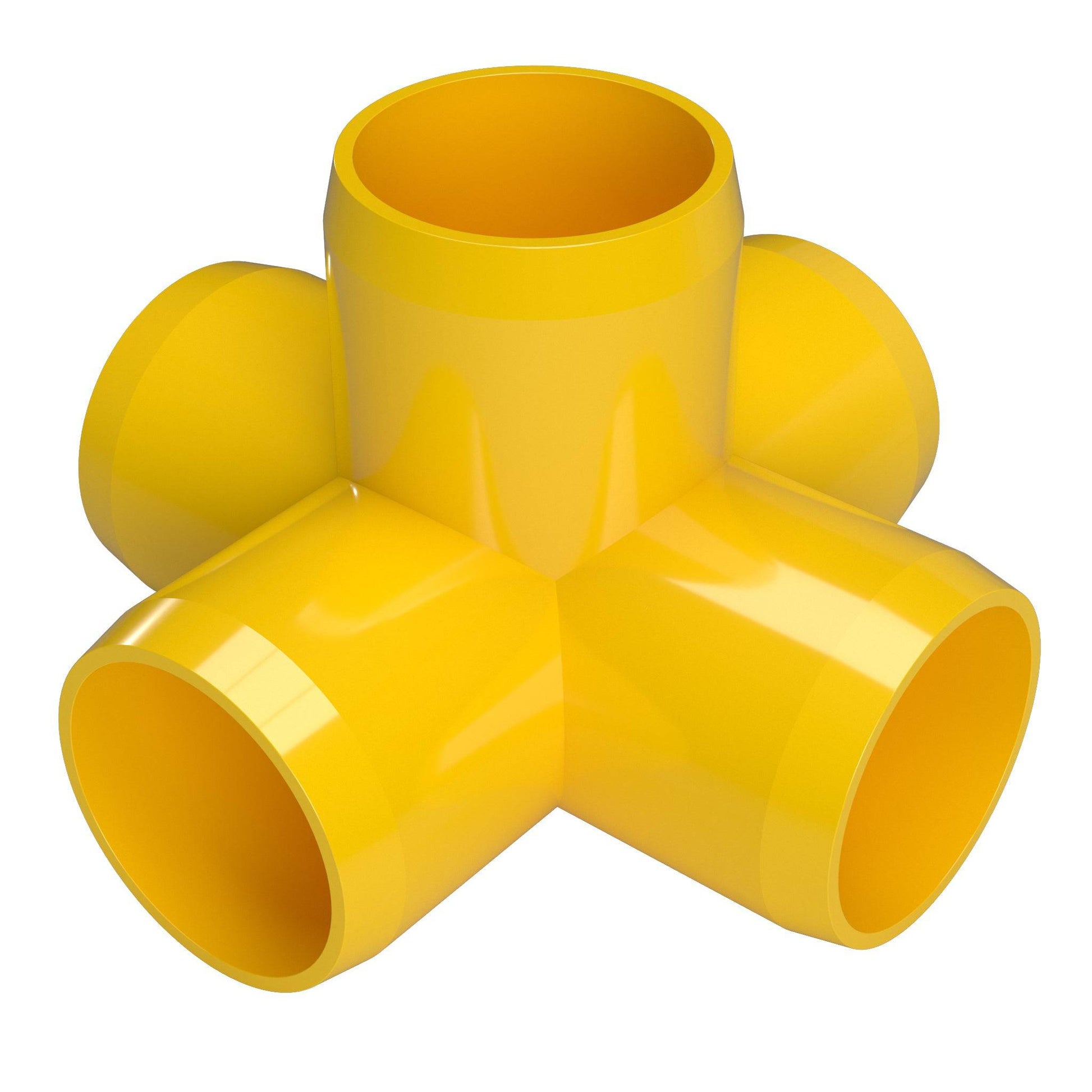 1/2 in. 5-Way Cross PVC Fitting, Furniture Grade - Yellow Side Outlet Cross - FORMUFIT
