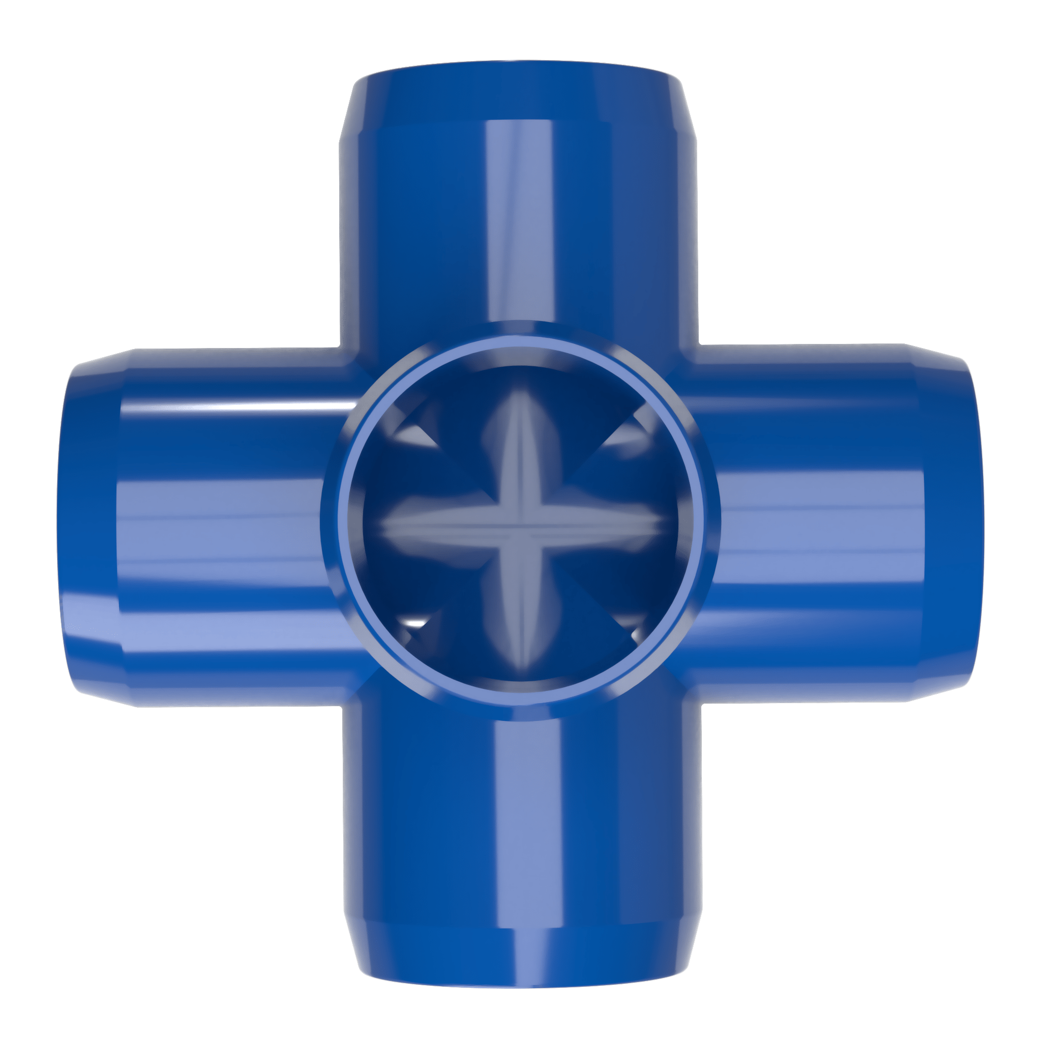 1 in. 5-Way Cross PVC Fitting, Furniture Grade - Blue Side Outlet Cross - FORMUFIT