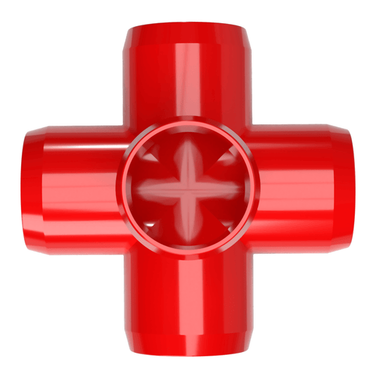 1 in. 5-Way Furniture Grade PVC Cross Fitting - Red - FORMUFIT
