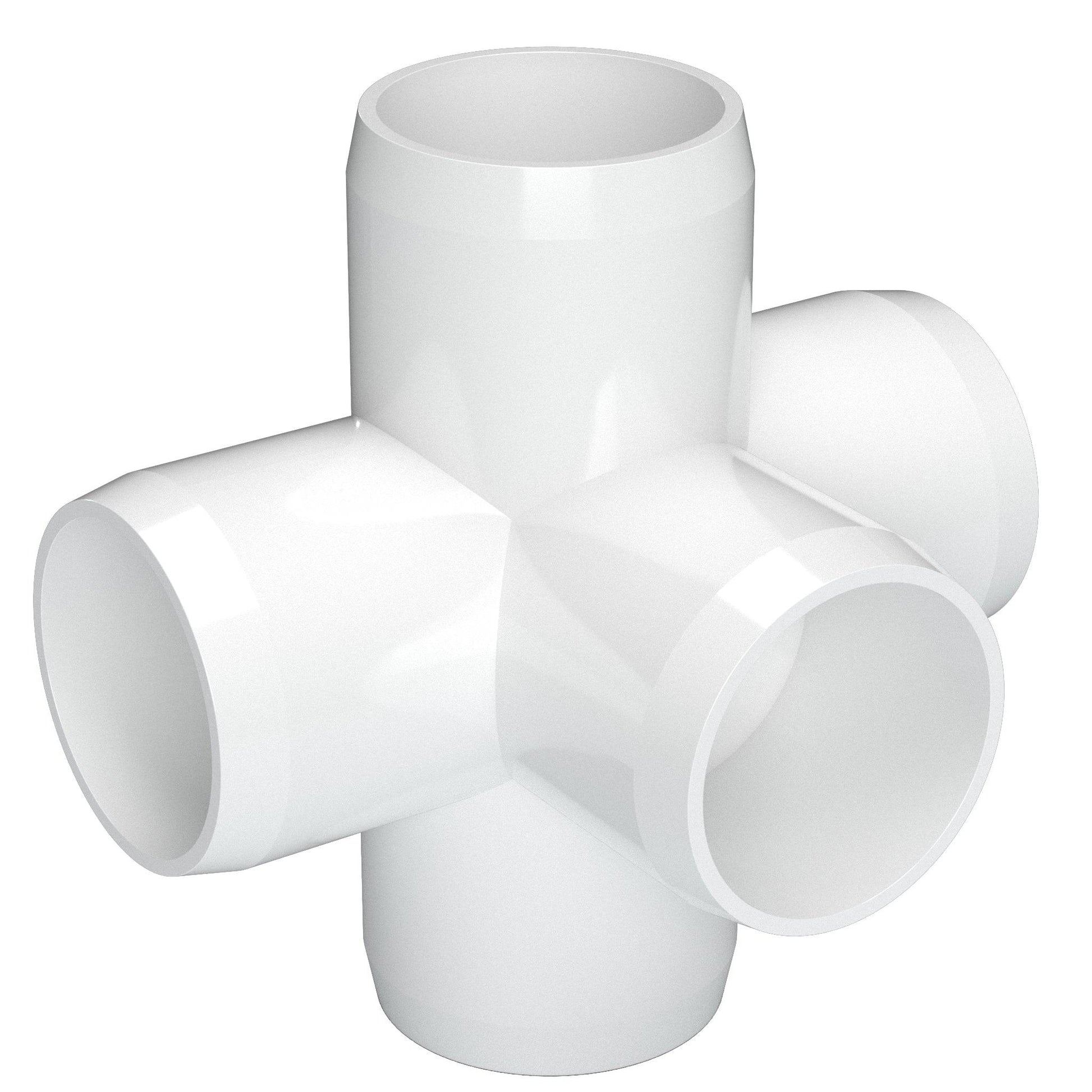3/4 in. 5-Way Cross PVC Fitting, Furniture Grade - White Side Outlet Cross - FORMUFIT