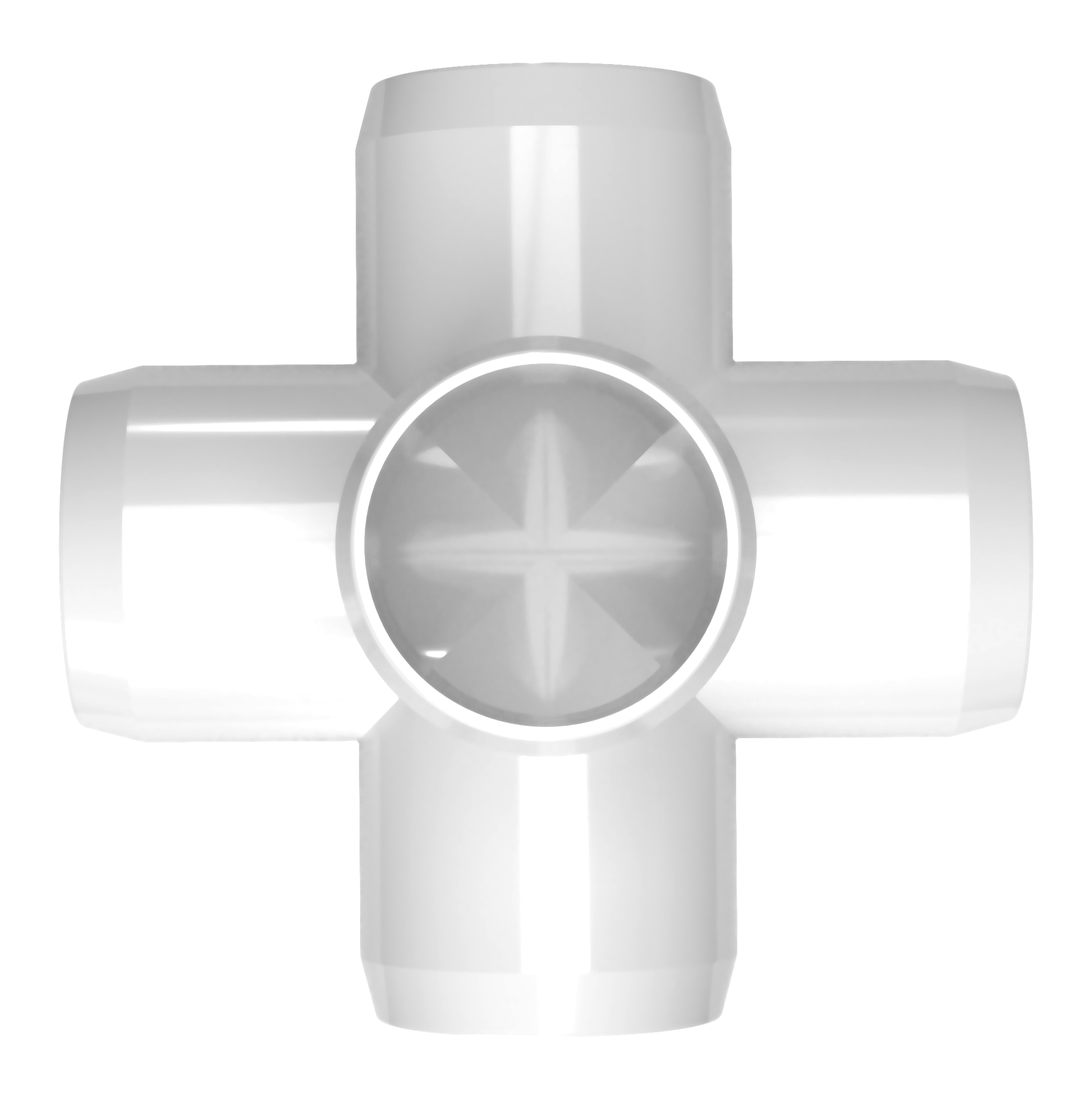 3/4 in. 5-Way Cross PVC Fitting, Furniture Grade - White Side Outlet Cross - FORMUFIT