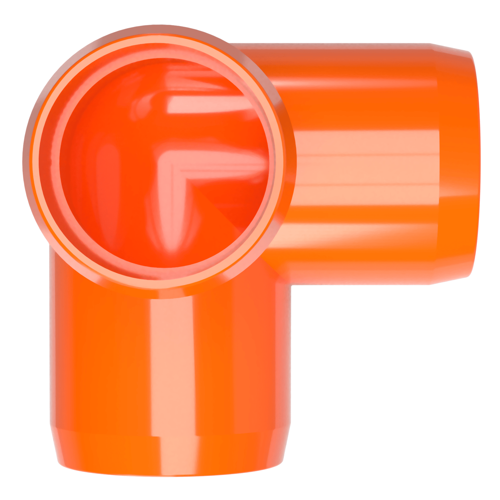 1/2 in. 3-Way PVC Elbow Fitting, Furniture Grade - Orange Side Outlet Elbow - FORMUFIT