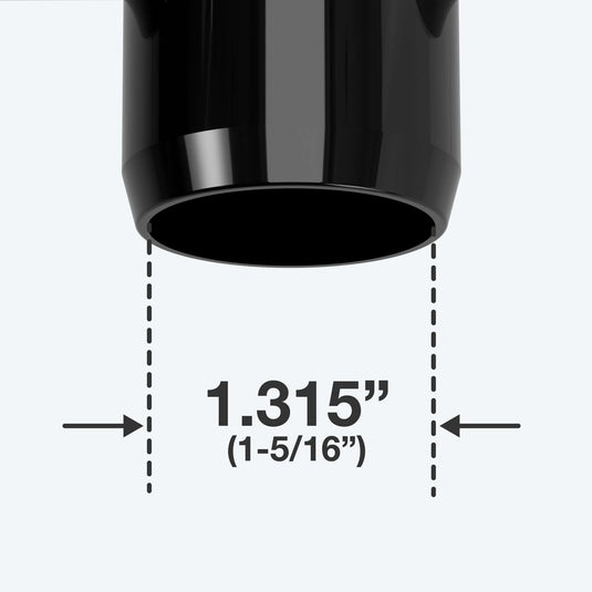1" 3-Way PVC Fitting in Black - Inner Diameter