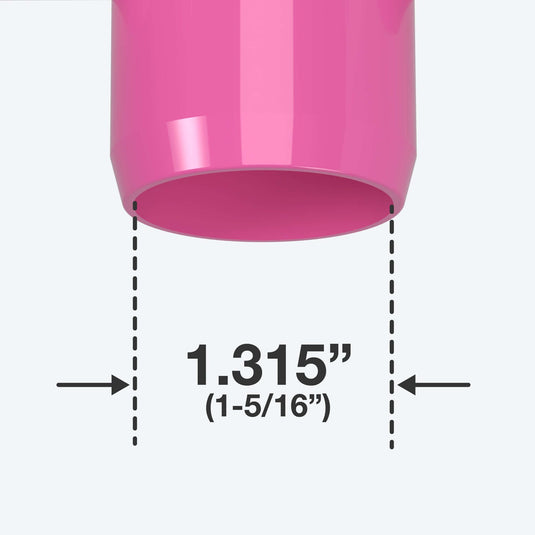 1 in. 3-Way Furniture Grade PVC Elbow Fitting - Pink - FORMUFIT