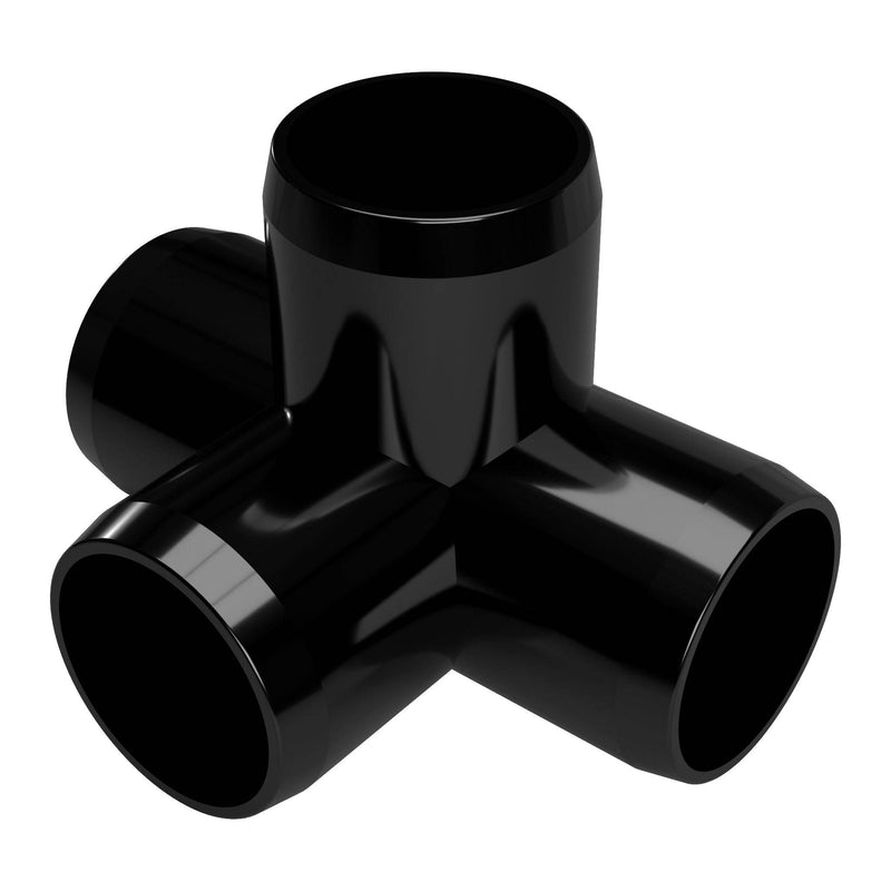Load image into Gallery viewer, 1-1/2 in. 4-Way Furniture Grade PVC Tee Fitting - Black - FORMUFIT
