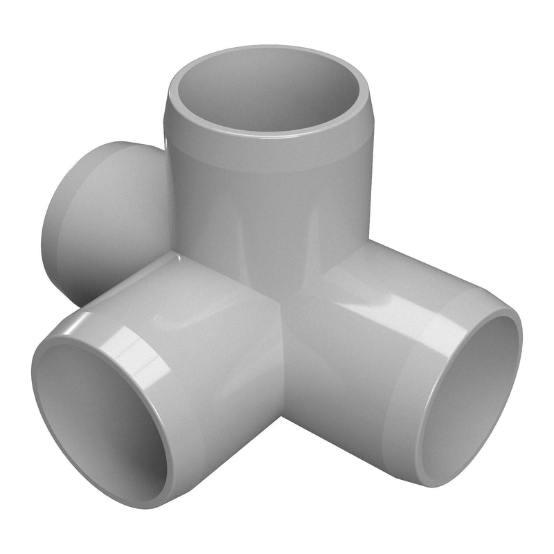 Load image into Gallery viewer, 1-1/2 in. 4-Way Furniture Grade PVC Tee Fitting - Gray - FORMUFIT
