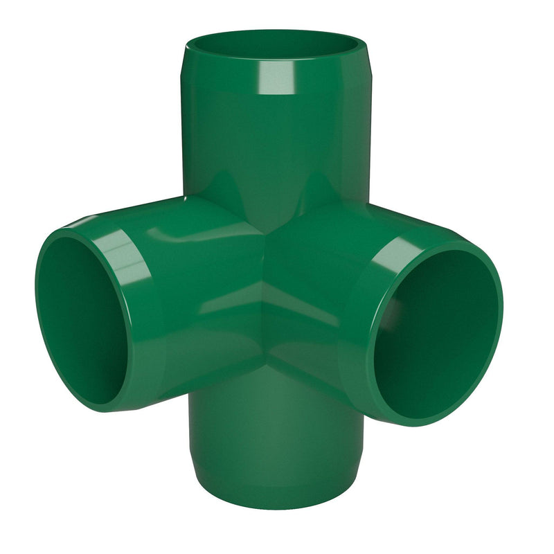 Load image into Gallery viewer, 1-1/2 in. 4-Way Furniture Grade PVC Tee Fitting - Green - FORMUFIT

